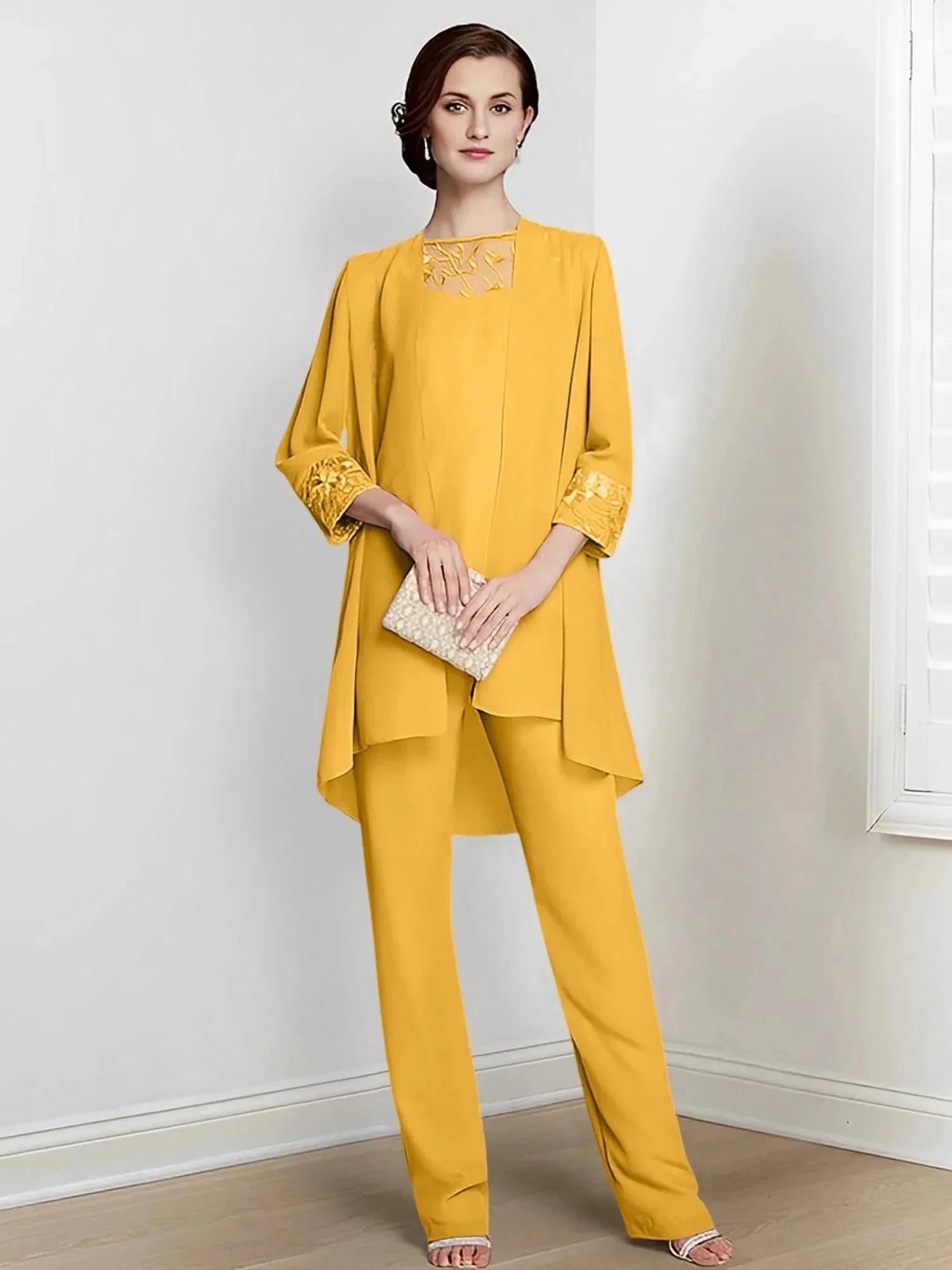Chiffon Long Sleeves Mother Of The Bride Pantsuits With Jacket - Image 48