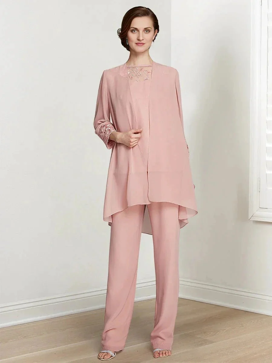 Chiffon Long Sleeves Mother Of The Bride Pantsuits With Jacket - Image 5