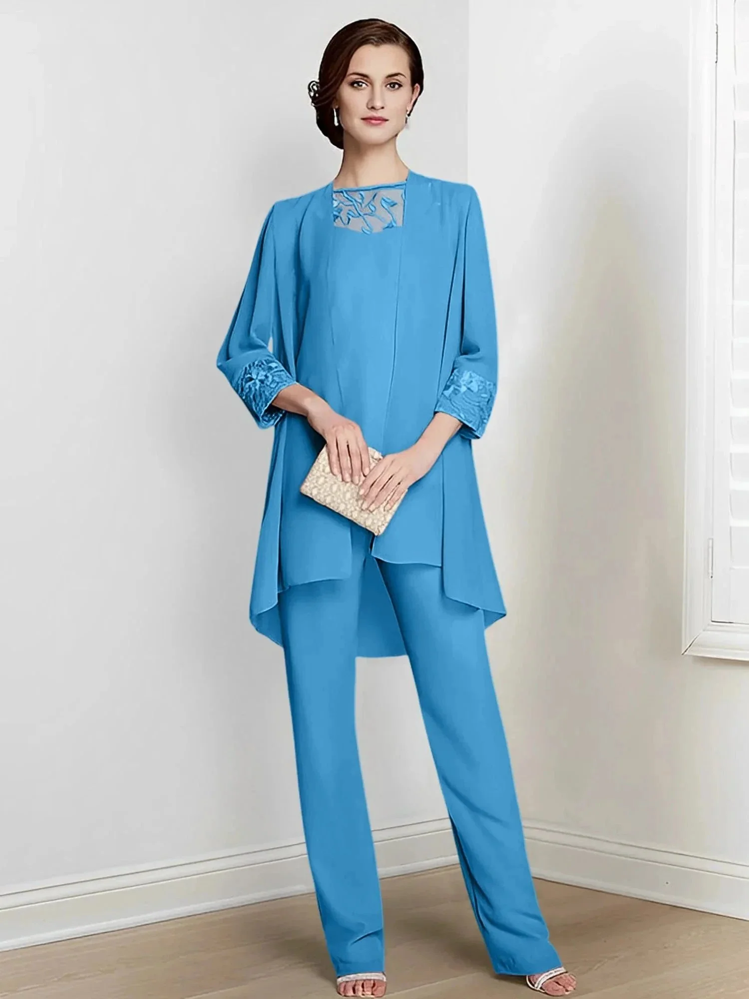Chiffon Long Sleeves Mother Of The Bride Pantsuits With Jacket - Image 50