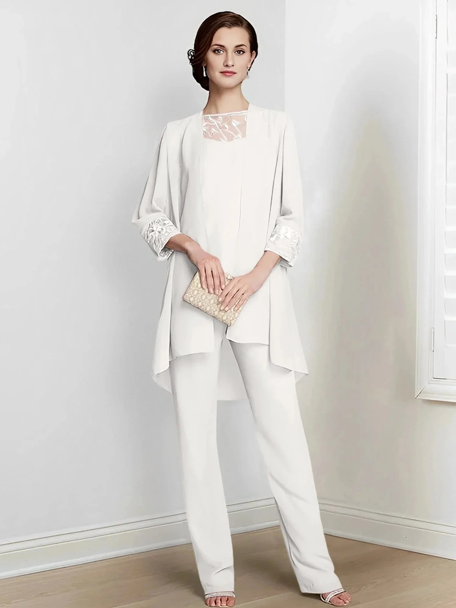 Chiffon Long Sleeves Mother Of The Bride Pantsuits With Jacket - Image 51