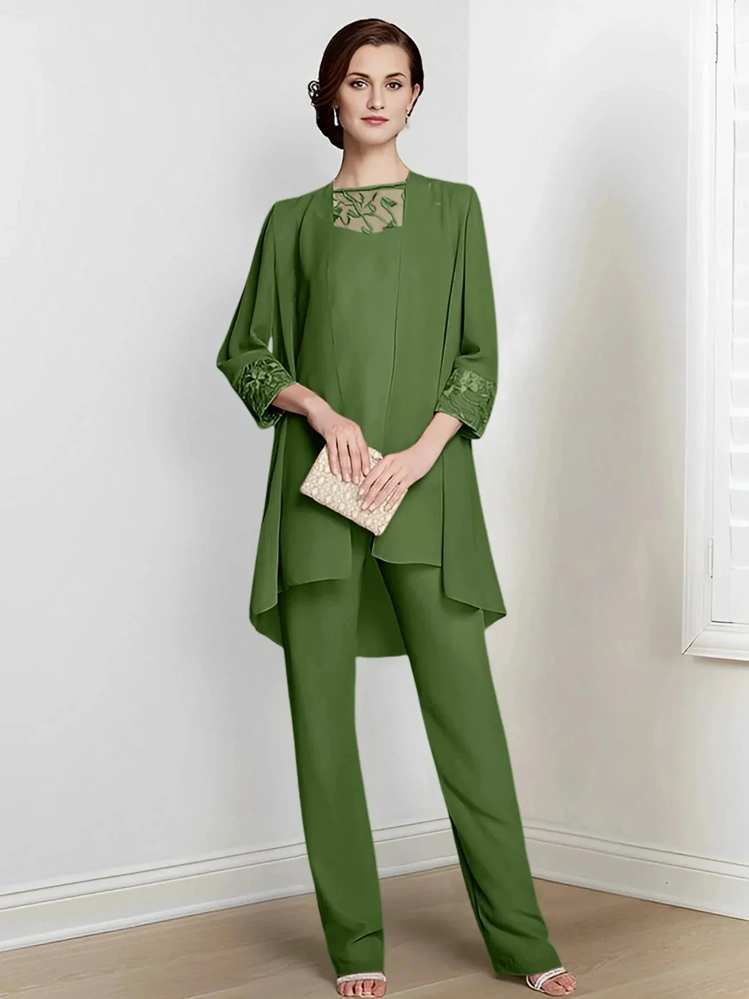 Chiffon Long Sleeves Mother Of The Bride Pantsuits With Jacket - Image 52