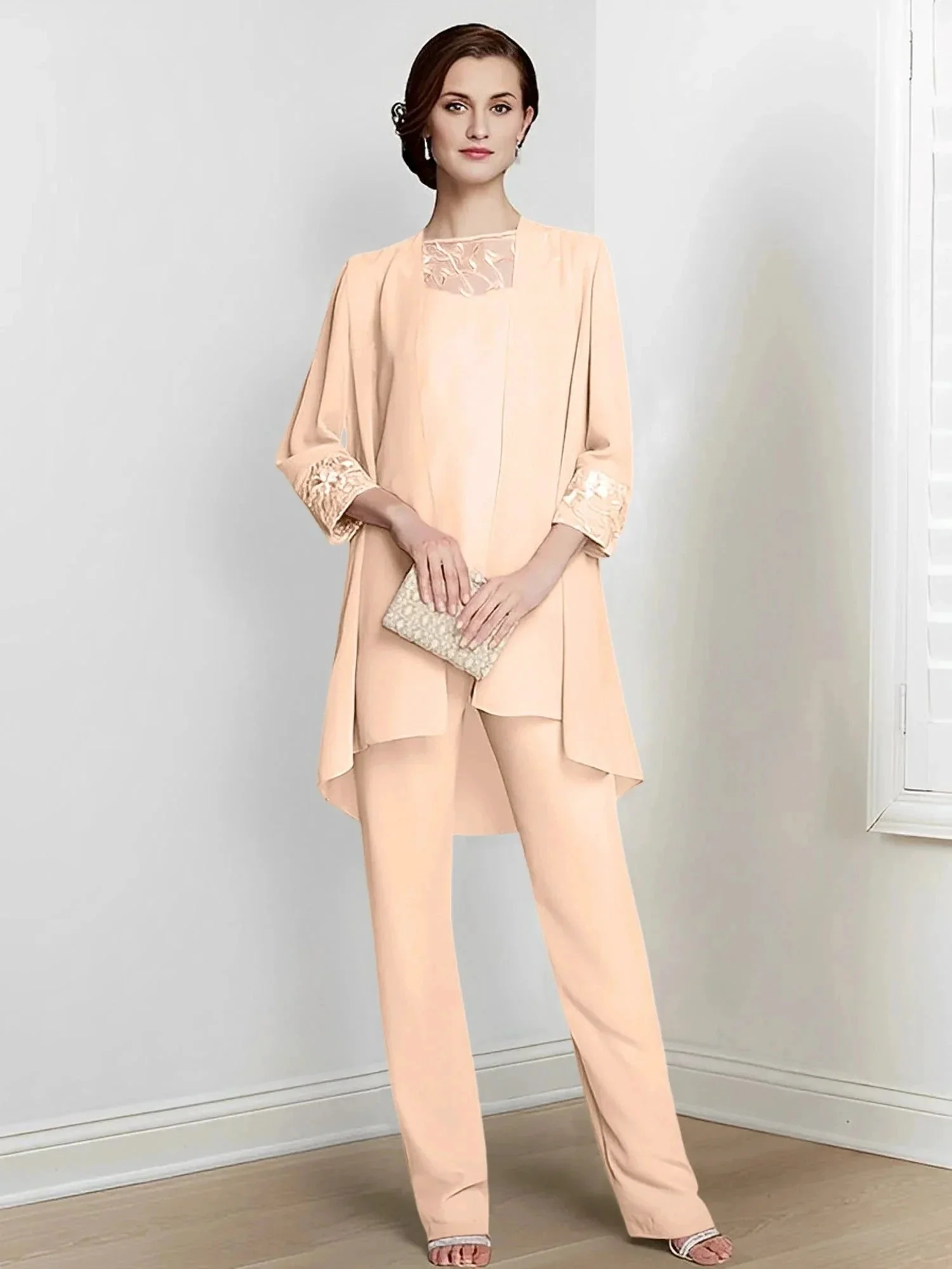 Chiffon Long Sleeves Mother Of The Bride Pantsuits With Jacket - Image 55