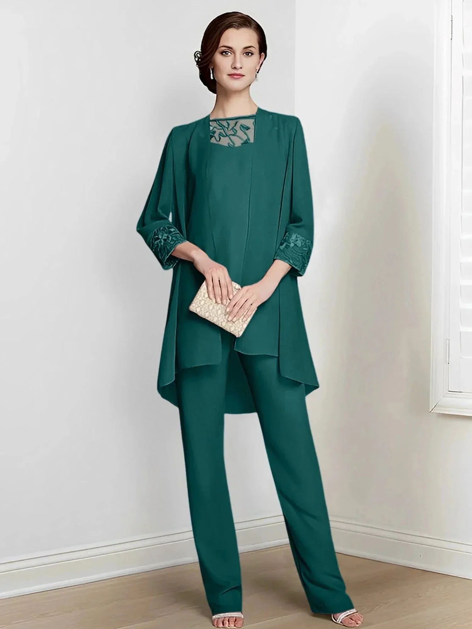 Chiffon Long Sleeves Mother Of The Bride Pantsuits With Jacket - Image 56
