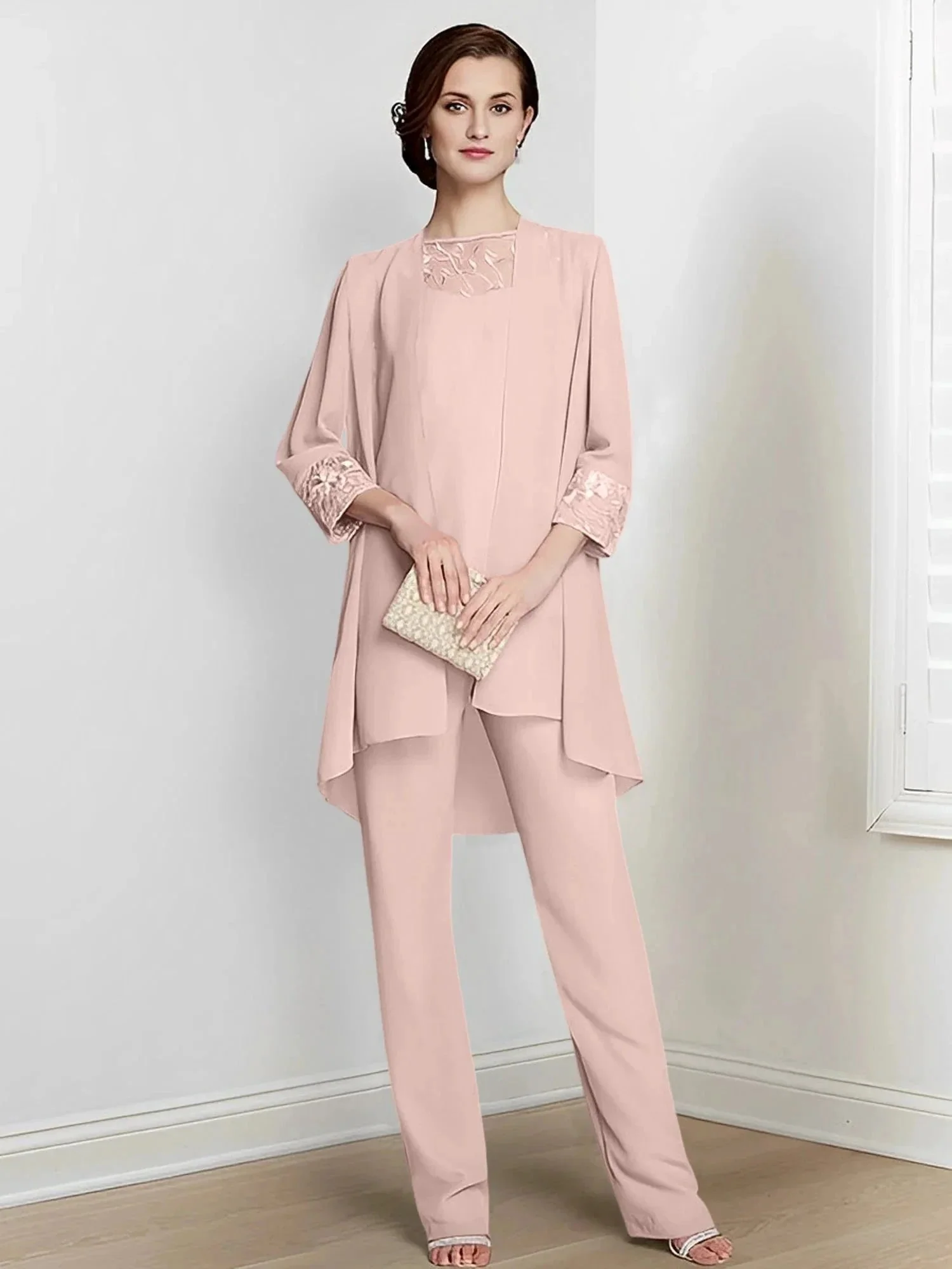 Chiffon Long Sleeves Mother Of The Bride Pantsuits With Jacket - Image 57