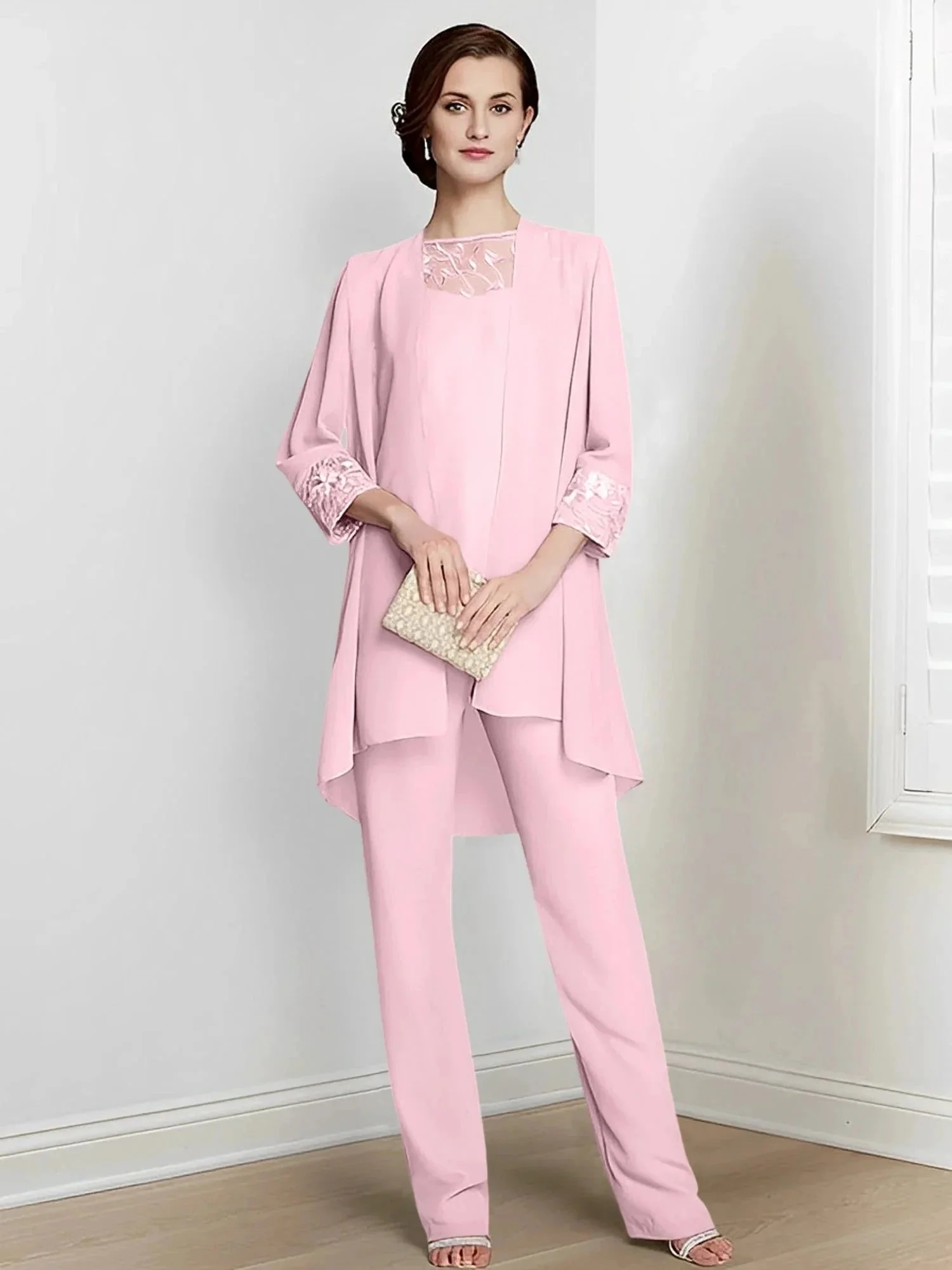 Chiffon Long Sleeves Mother Of The Bride Pantsuits With Jacket - Image 58