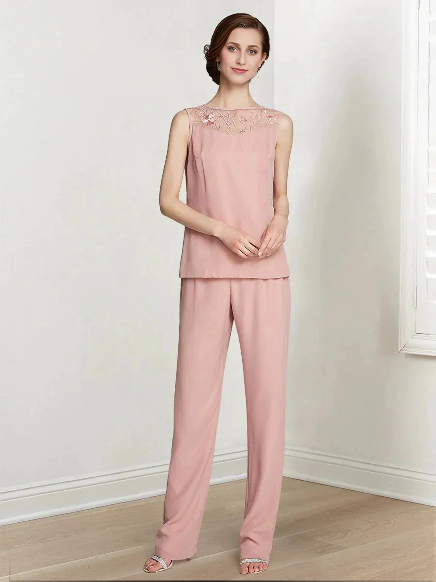 Chiffon Long Sleeves Mother Of The Bride Pantsuits With Jacket - Image 6