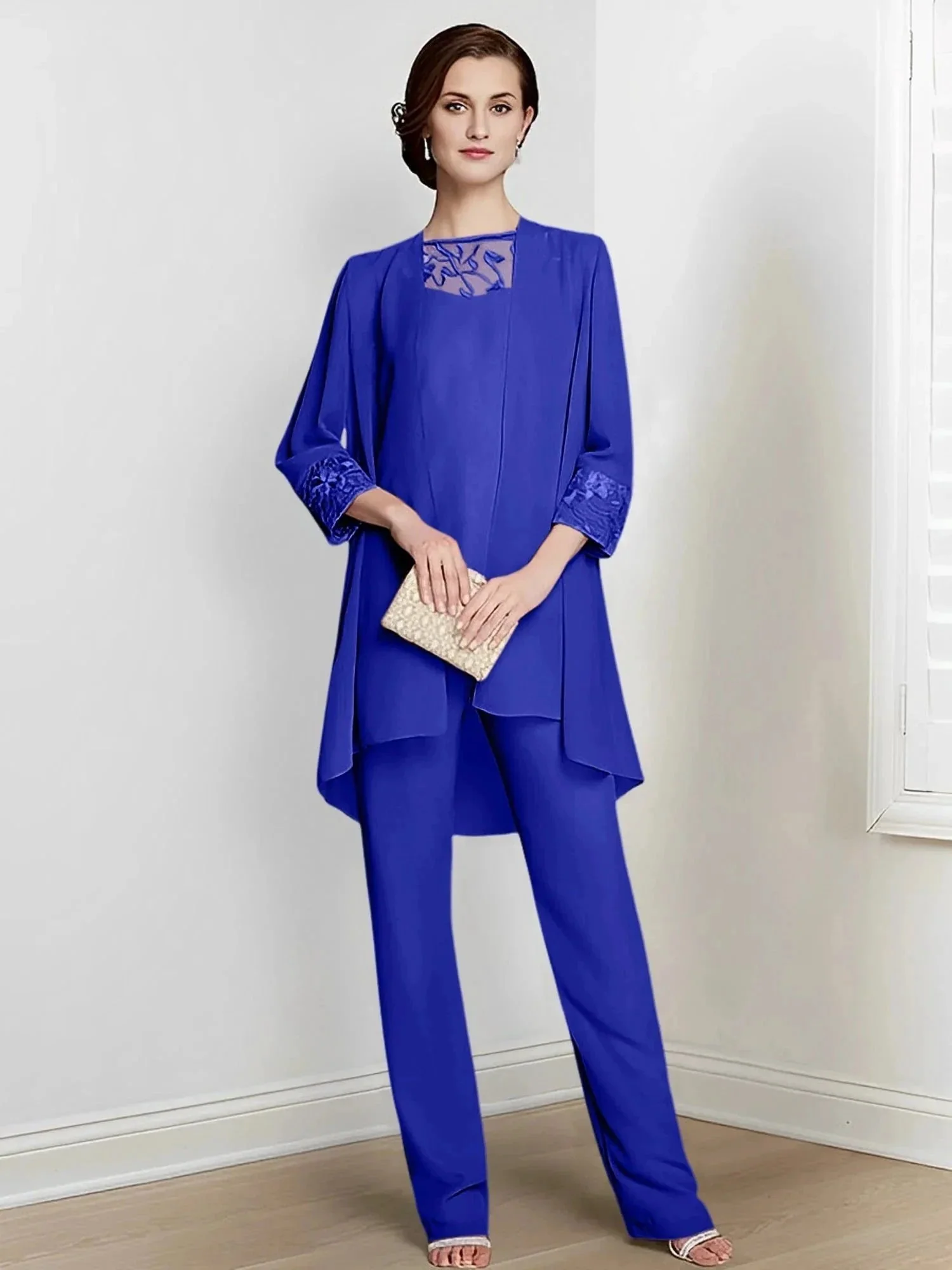 Chiffon Long Sleeves Mother Of The Bride Pantsuits With Jacket - Image 62