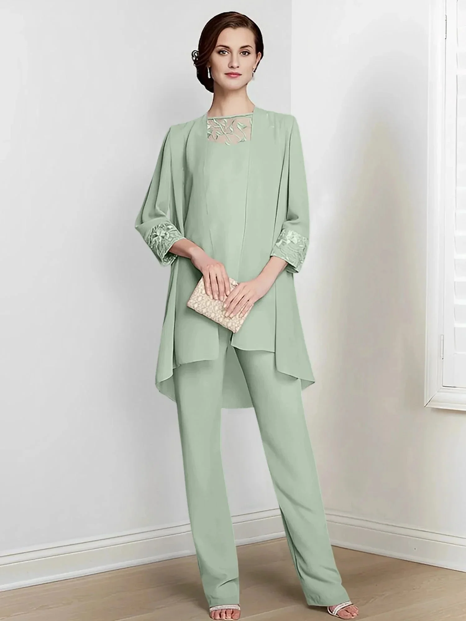 Chiffon Long Sleeves Mother Of The Bride Pantsuits With Jacket - Image 64