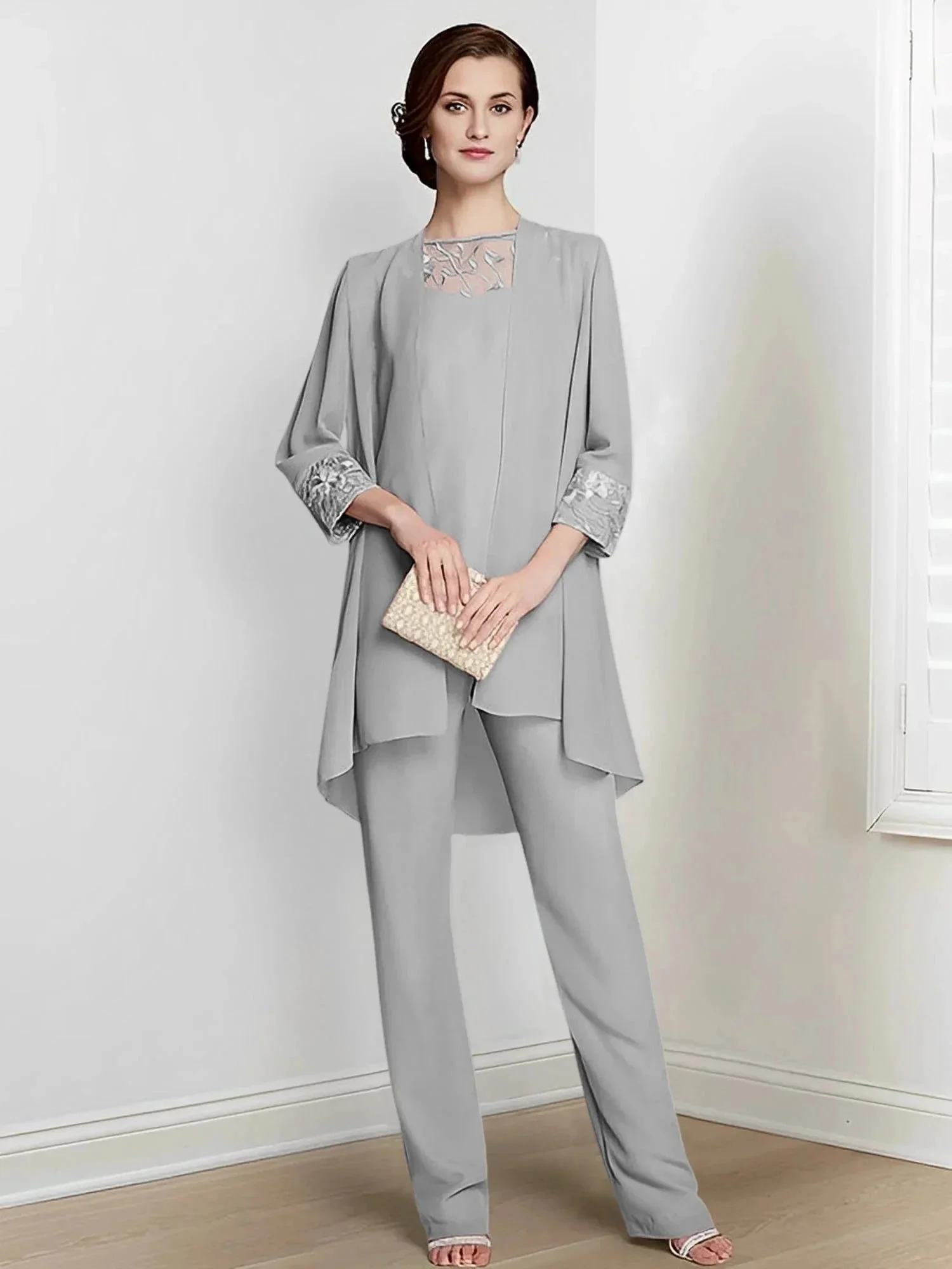Chiffon Long Sleeves Mother Of The Bride Pantsuits With Jacket - Image 66