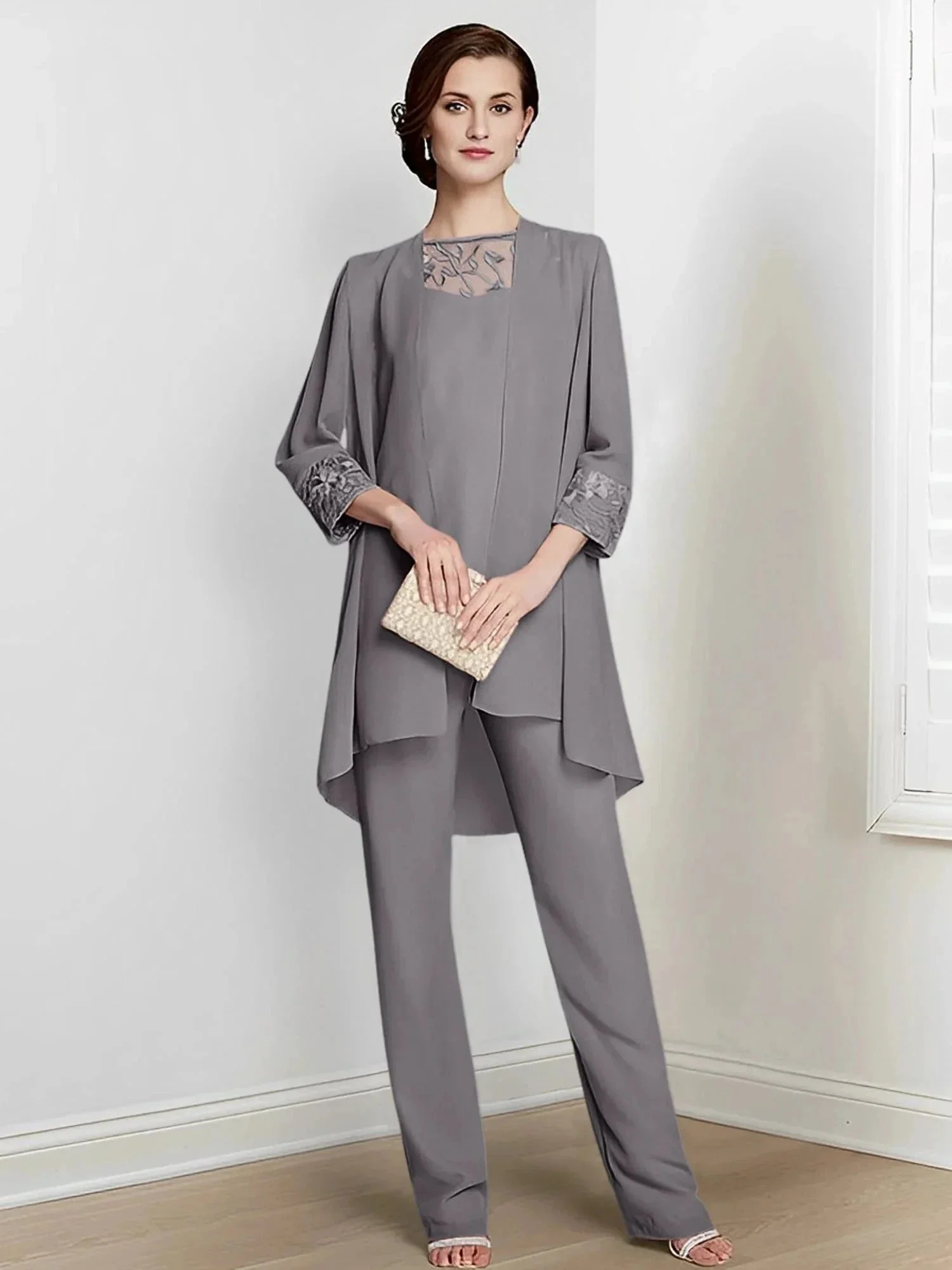 Chiffon Long Sleeves Mother Of The Bride Pantsuits With Jacket - Image 67