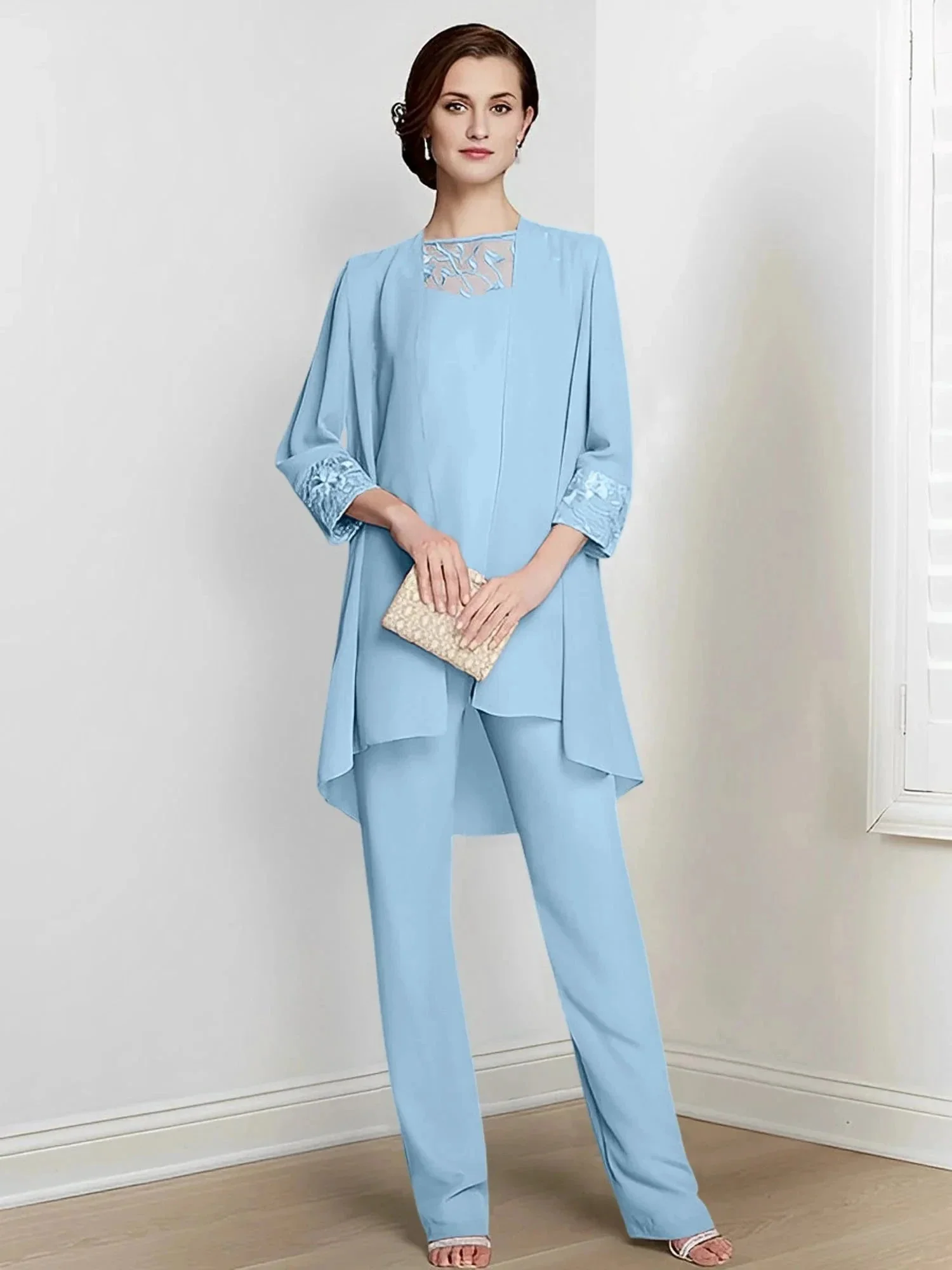 Chiffon Long Sleeves Mother Of The Bride Pantsuits With Jacket - Image 68