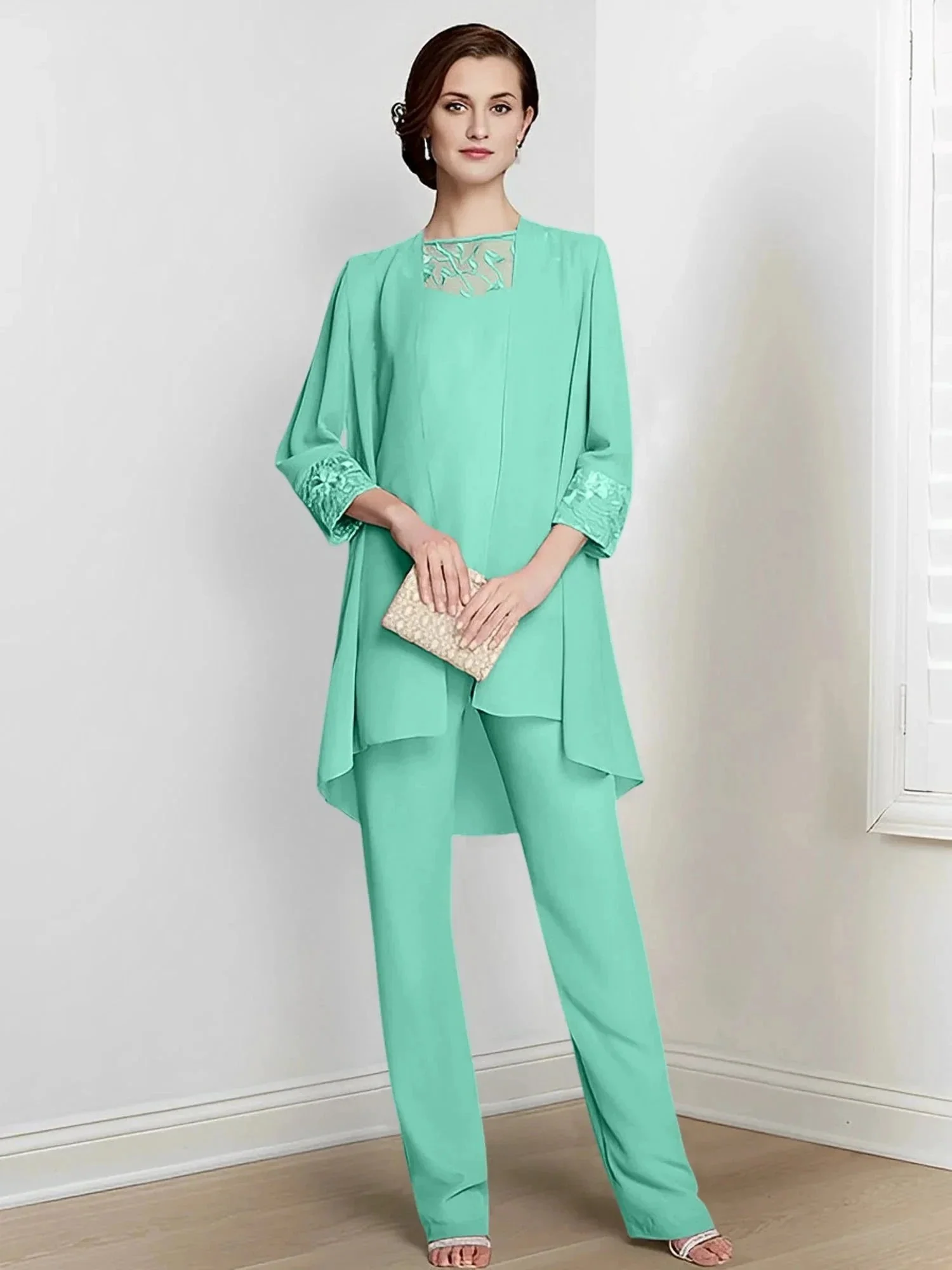 Chiffon Long Sleeves Mother Of The Bride Pantsuits With Jacket - Image 69