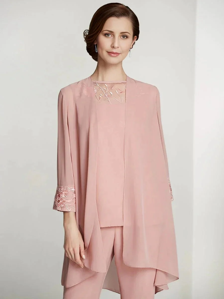 Chiffon Long Sleeves Mother Of The Bride Pantsuits With Jacket - Image 7