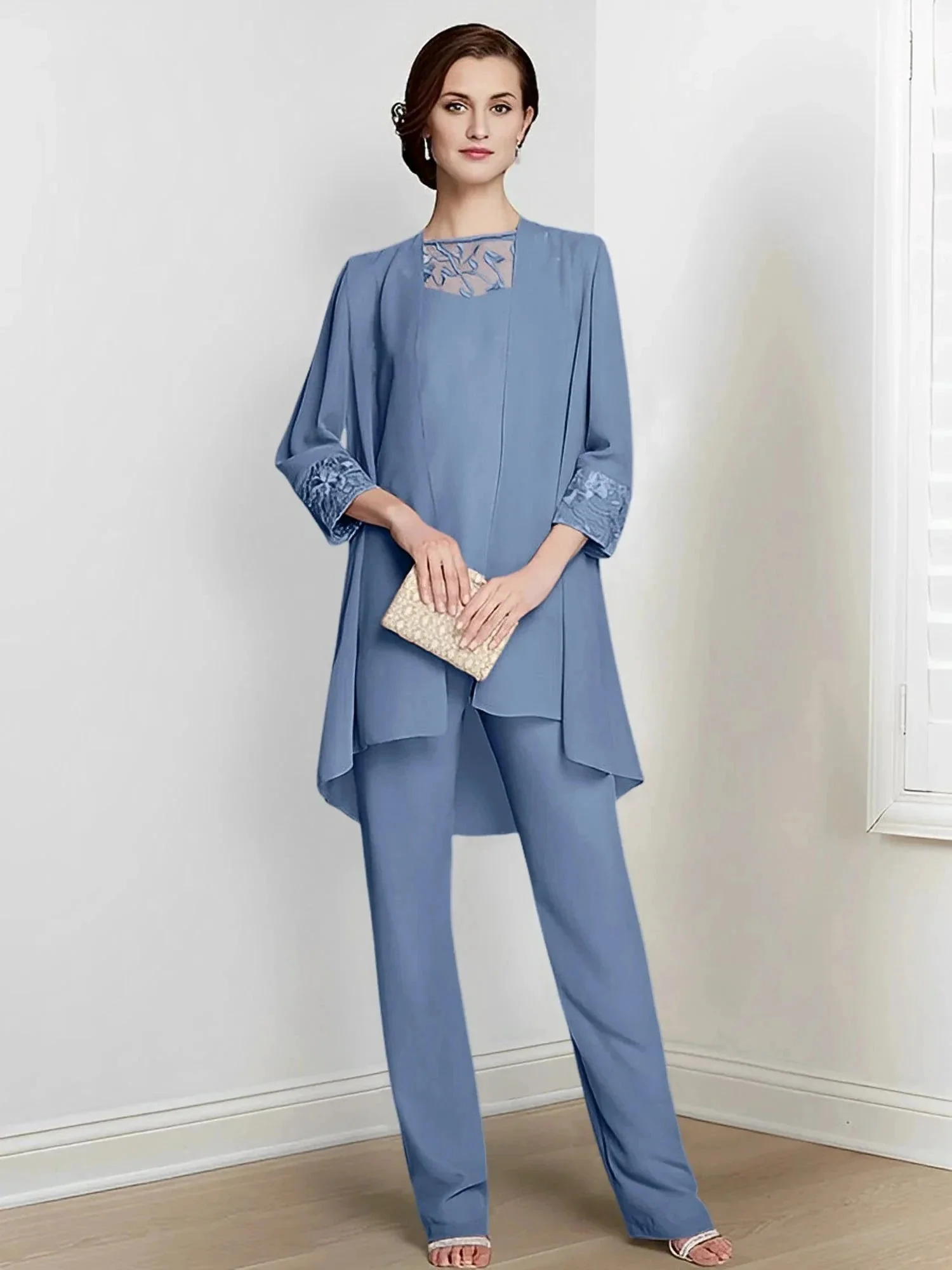Chiffon Long Sleeves Mother Of The Bride Pantsuits With Jacket - Image 70