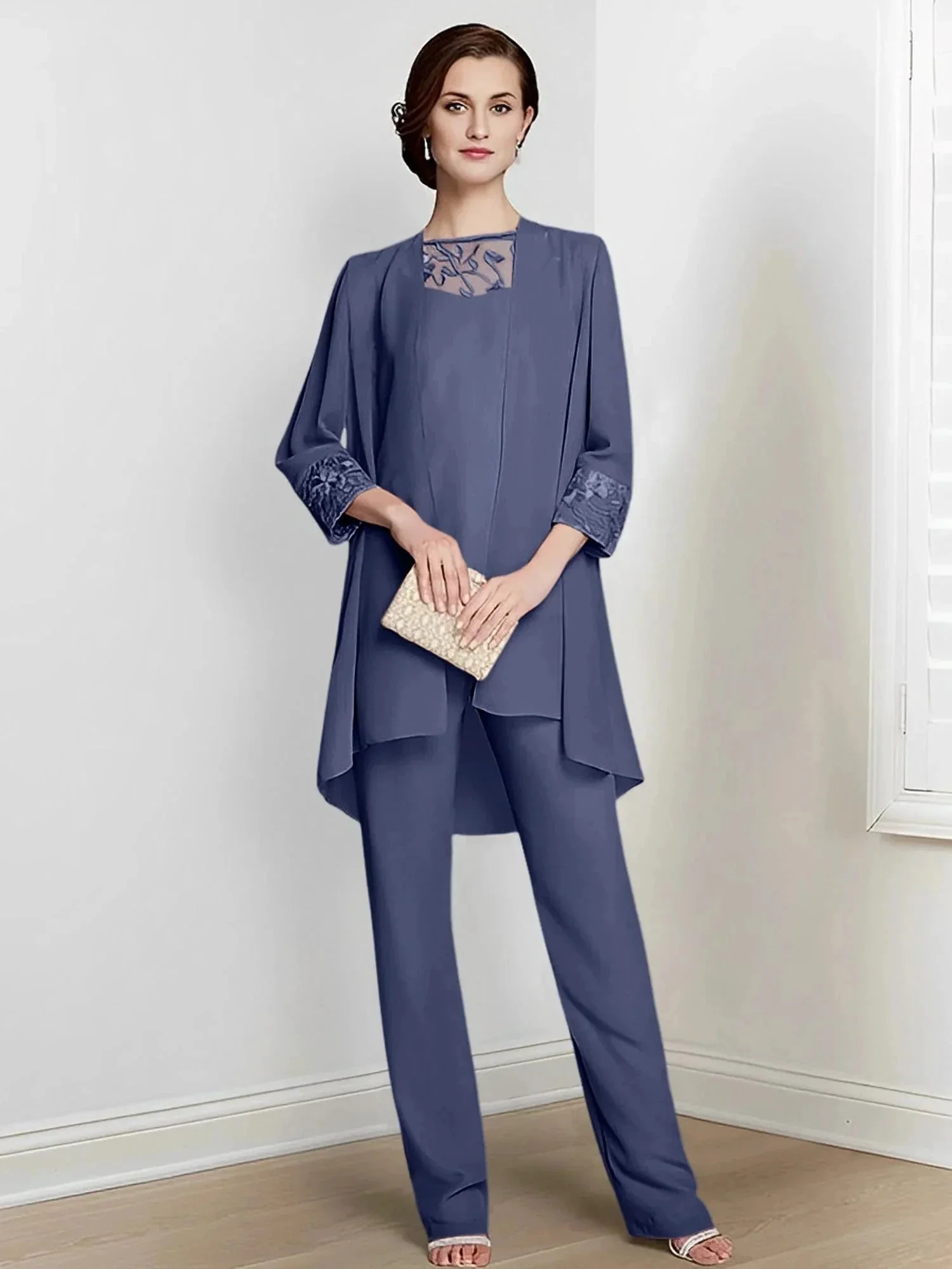 Chiffon Long Sleeves Mother Of The Bride Pantsuits With Jacket - Image 71