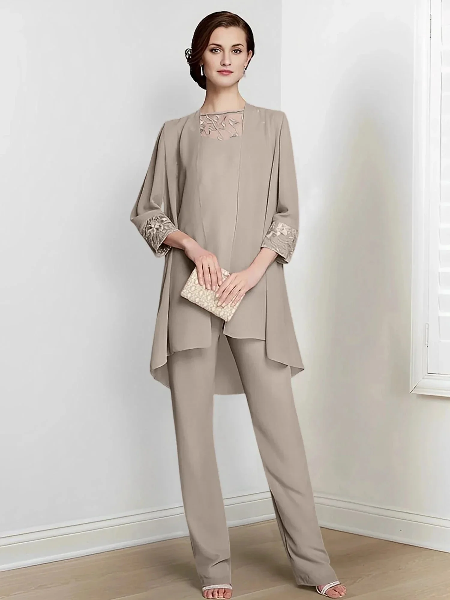 Chiffon Long Sleeves Mother Of The Bride Pantsuits With Jacket - Image 72