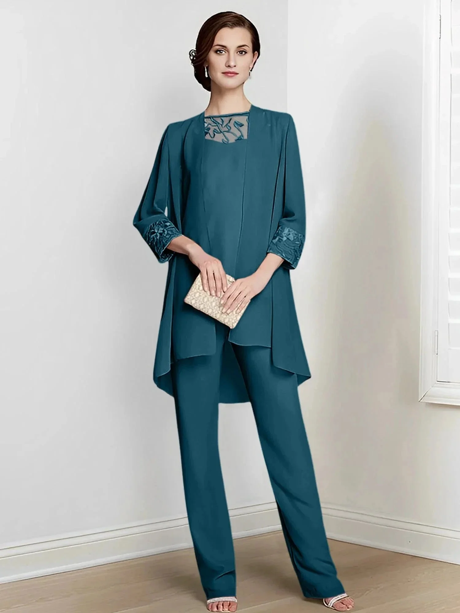 Chiffon Long Sleeves Mother Of The Bride Pantsuits With Jacket - Image 73
