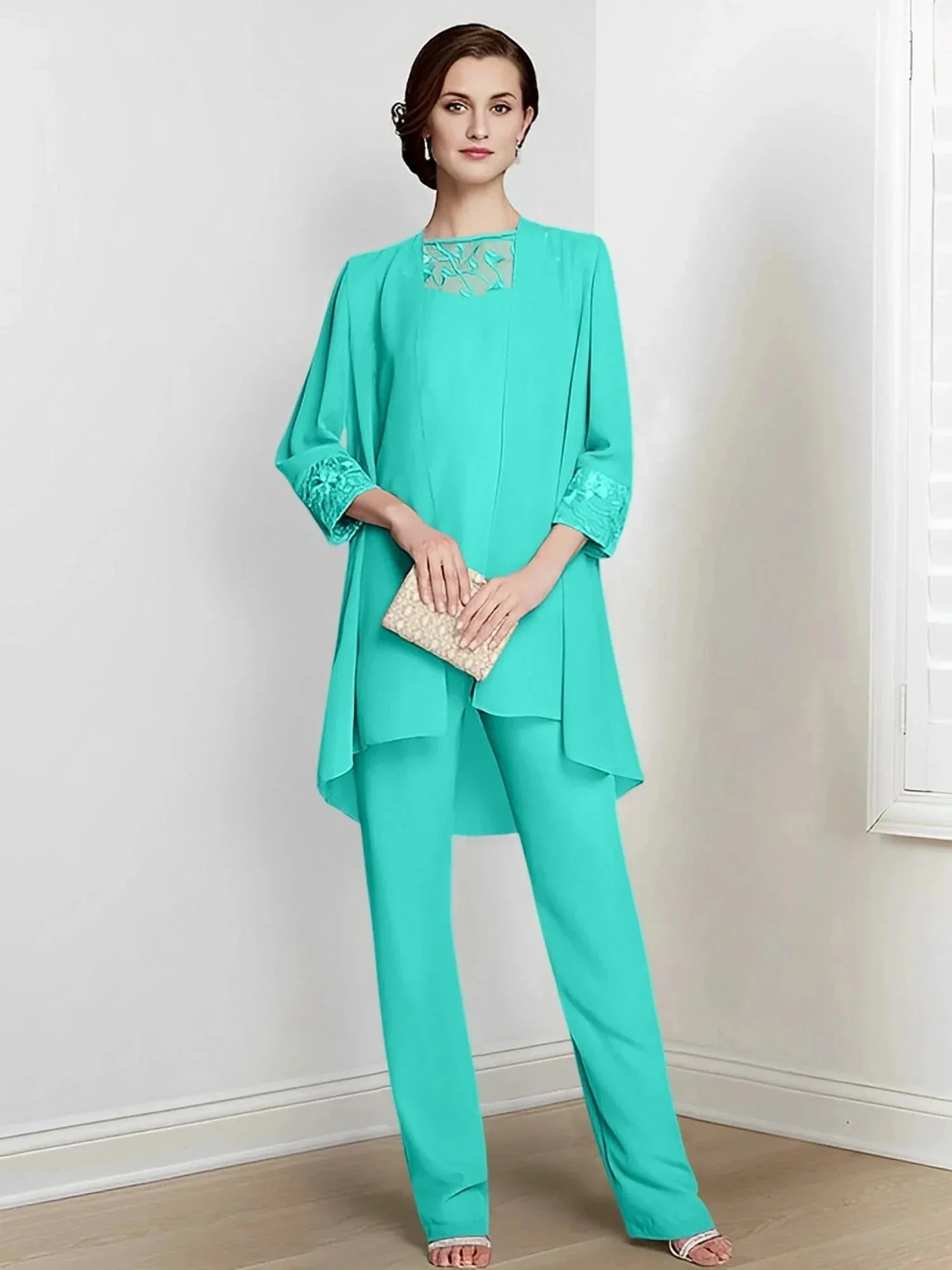 Chiffon Long Sleeves Mother Of The Bride Pantsuits With Jacket - Image 74