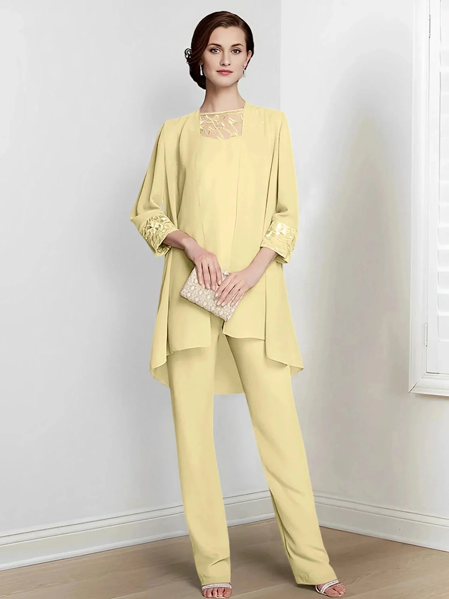 Chiffon Long Sleeves Mother Of The Bride Pantsuits With Jacket - Image 78