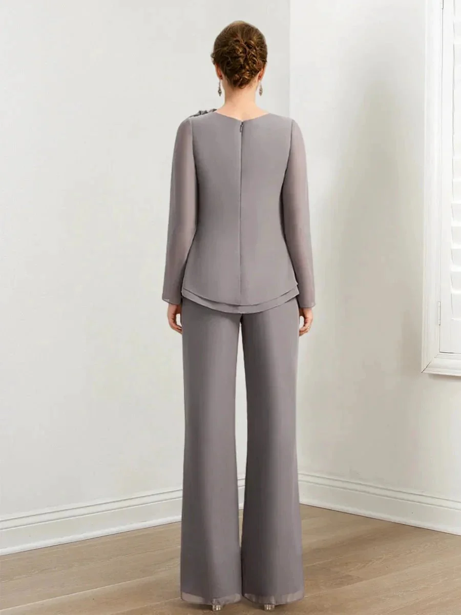 Chiffon Mother of the Bride Pantsuits with Beading & Ruffles - Image 2