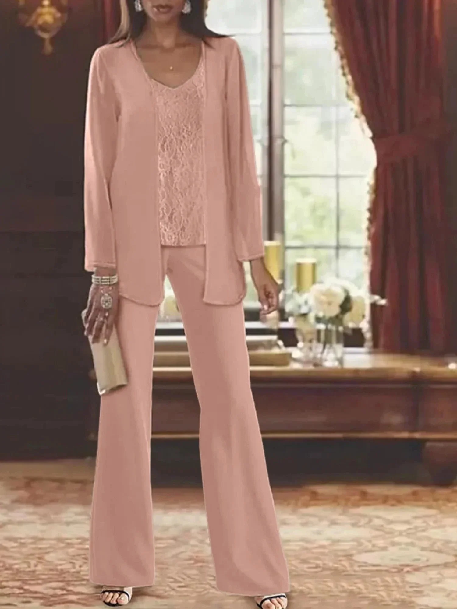 Chiffon Mother of the Bride Pantsuits with Jacket - Image 10