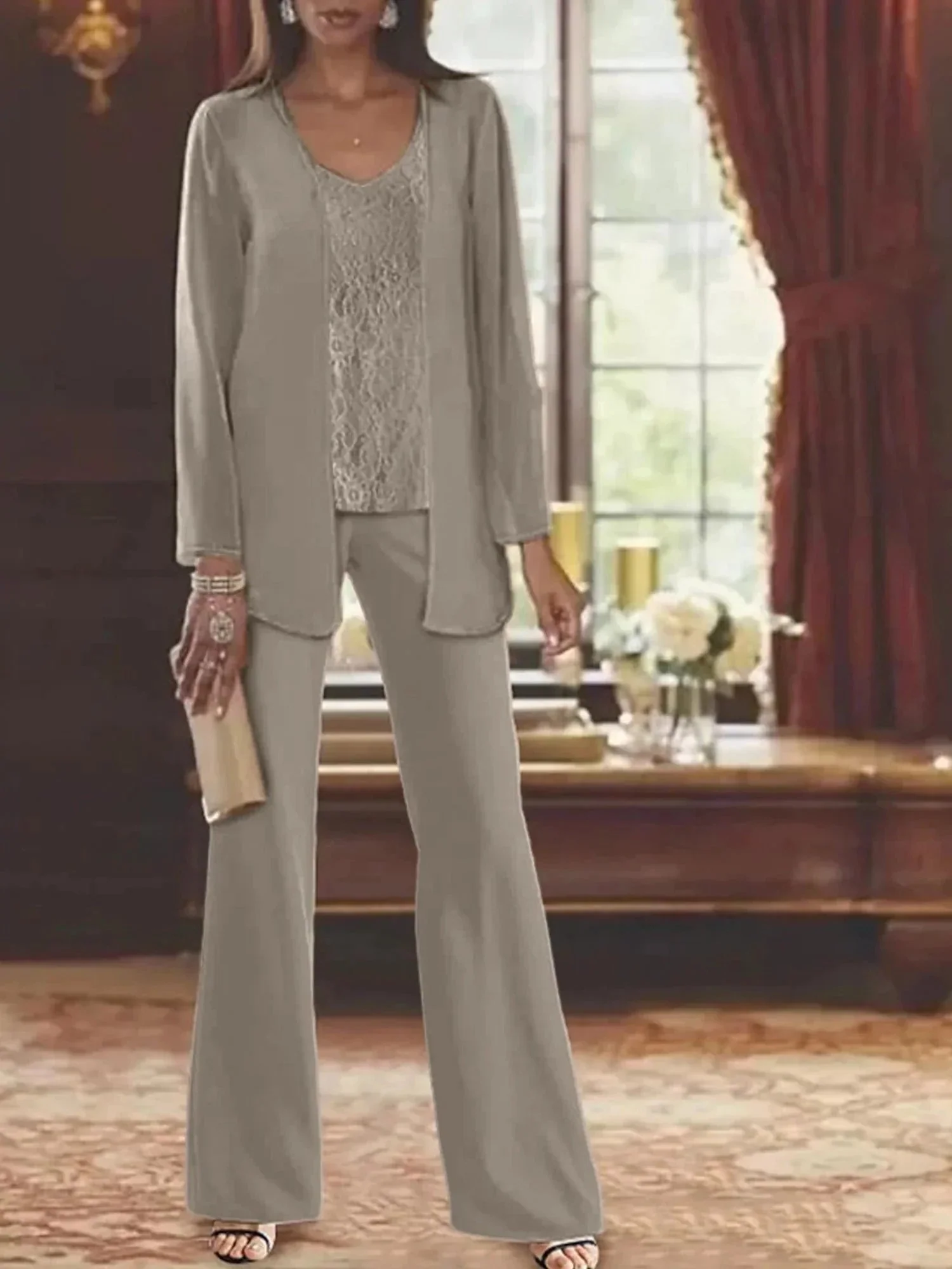 Chiffon Mother of the Bride Pantsuits with Jacket - Image 11