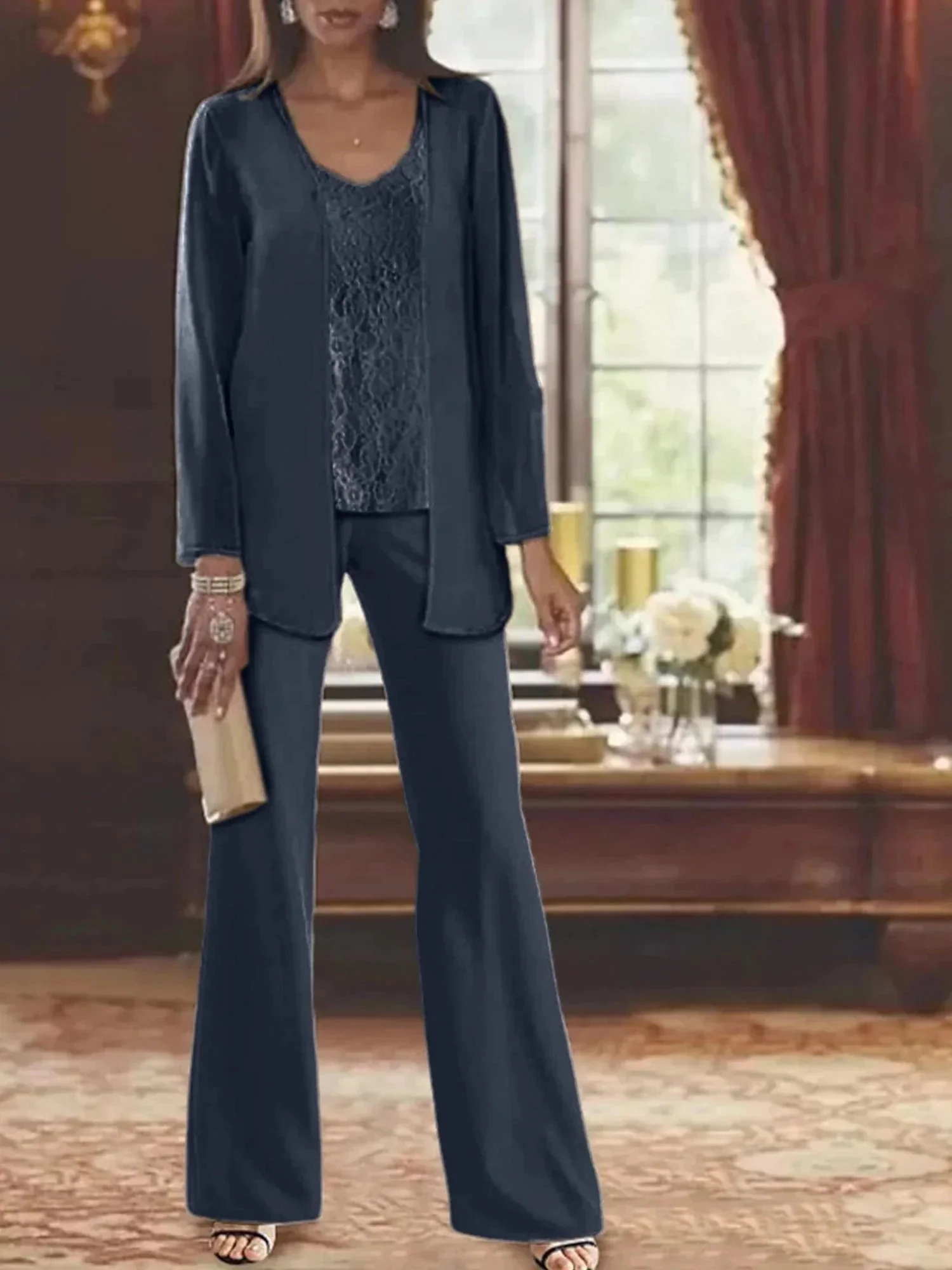 Chiffon Mother of the Bride Pantsuits with Jacket - Image 12