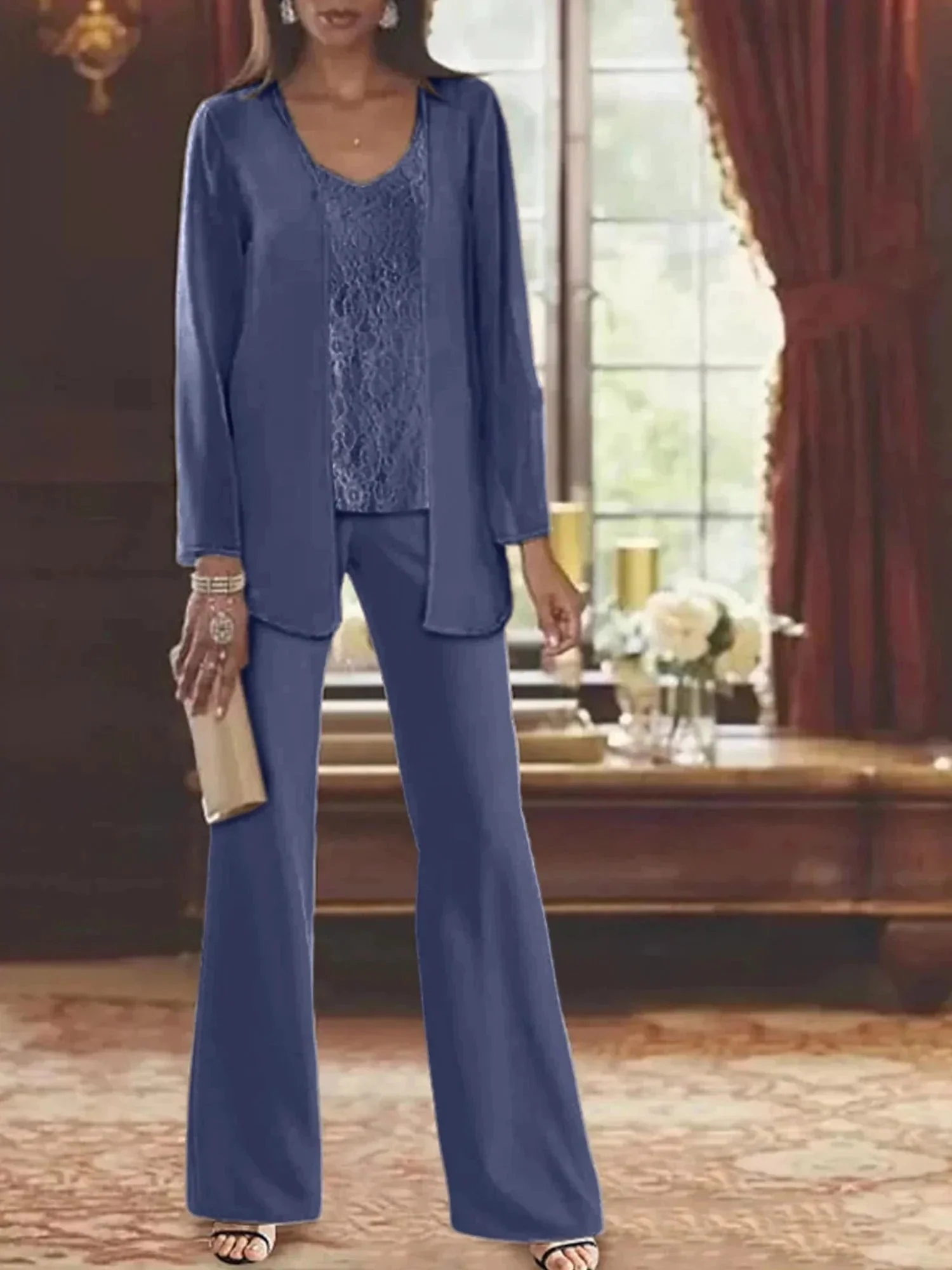 Chiffon Mother of the Bride Pantsuits with Jacket - Image 13