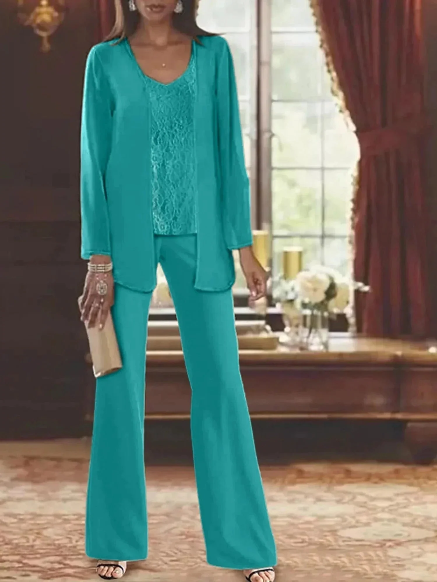 Chiffon Mother of the Bride Pantsuits with Jacket - Image 14