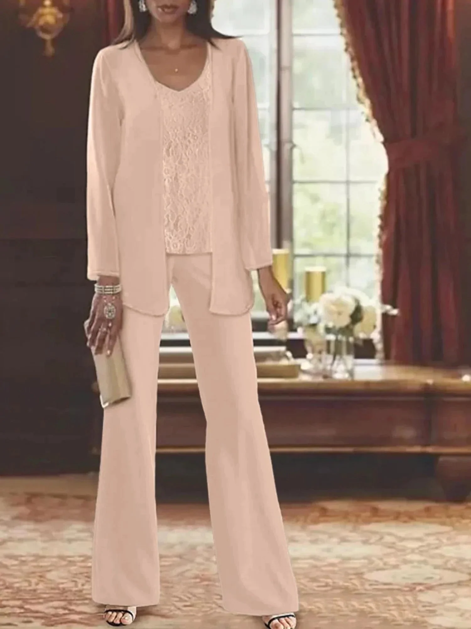 Chiffon Mother of the Bride Pantsuits with Jacket - Image 15
