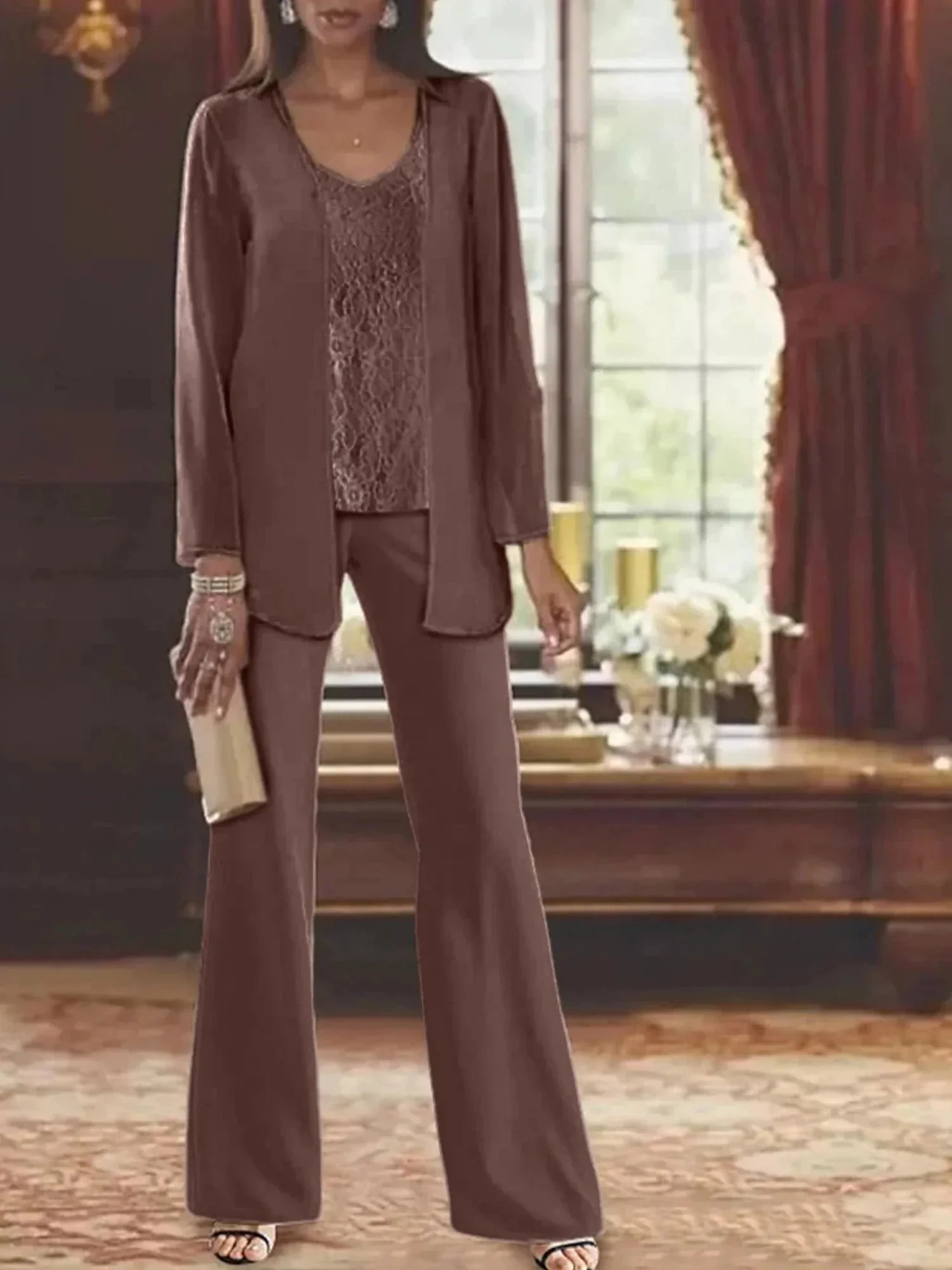Chiffon Mother of the Bride Pantsuits with Jacket - Image 16