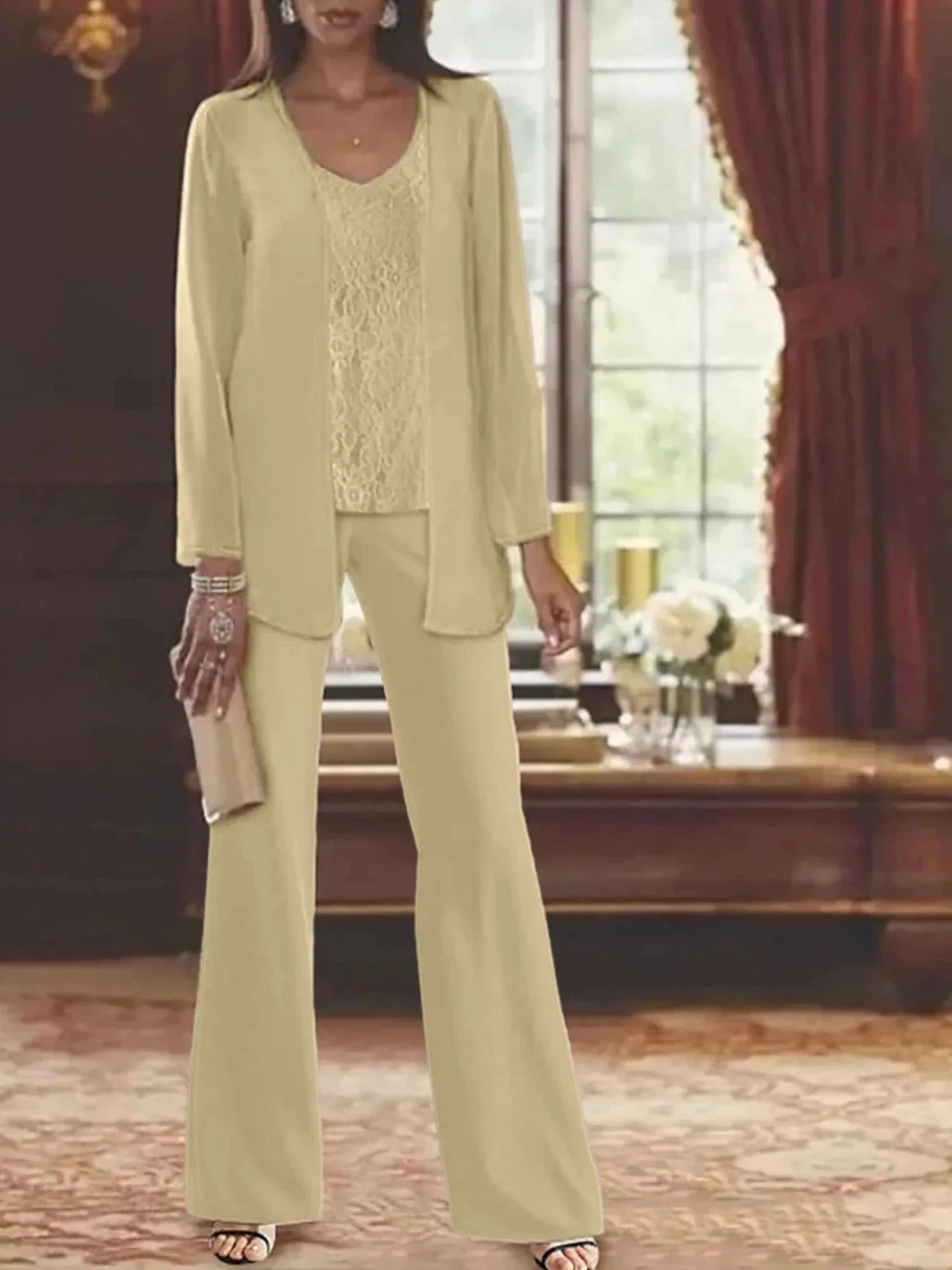 Chiffon Mother of the Bride Pantsuits with Jacket - Image 20