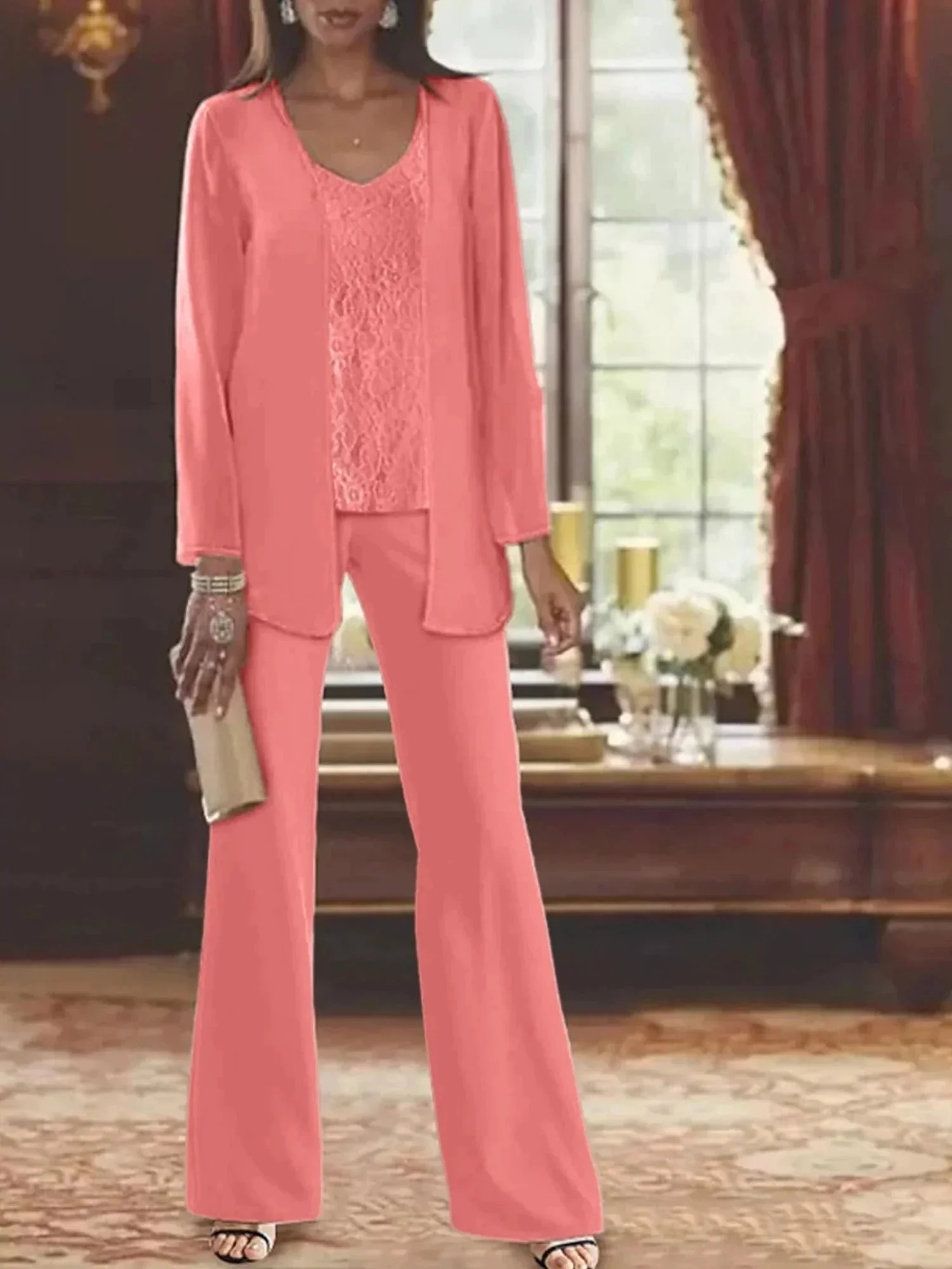Chiffon Mother of the Bride Pantsuits with Jacket - Image 21