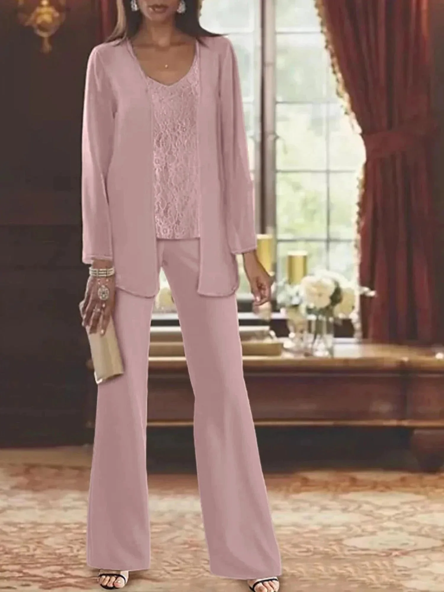 Chiffon Mother of the Bride Pantsuits with Jacket - Image 24