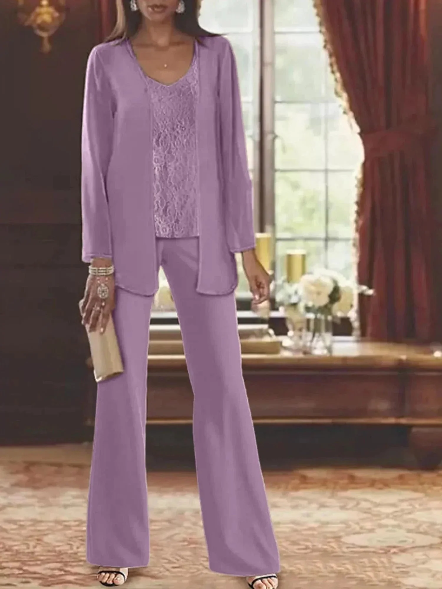 Chiffon Mother of the Bride Pantsuits with Jacket - Image 25