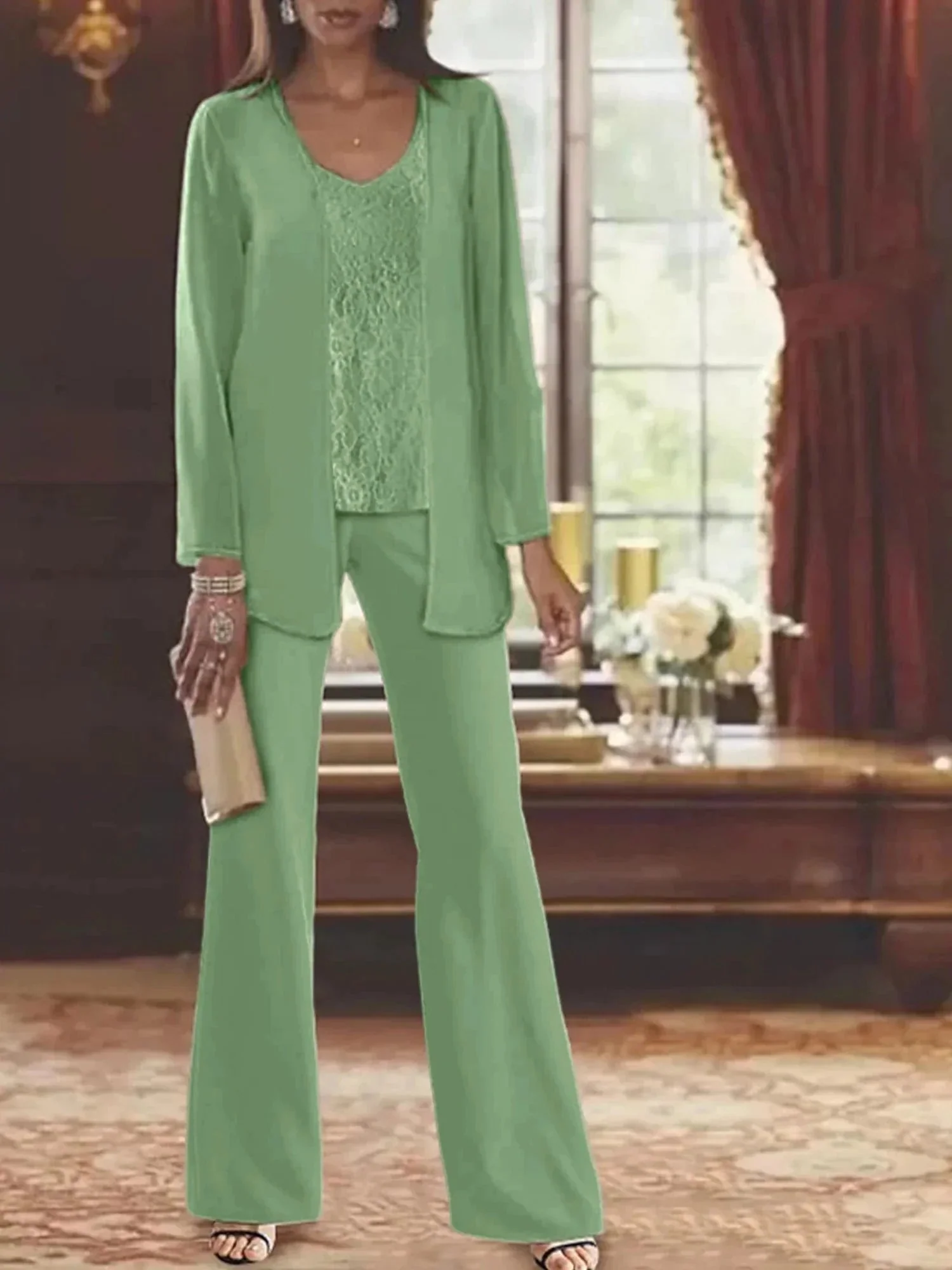 Chiffon Mother of the Bride Pantsuits with Jacket - Image 26