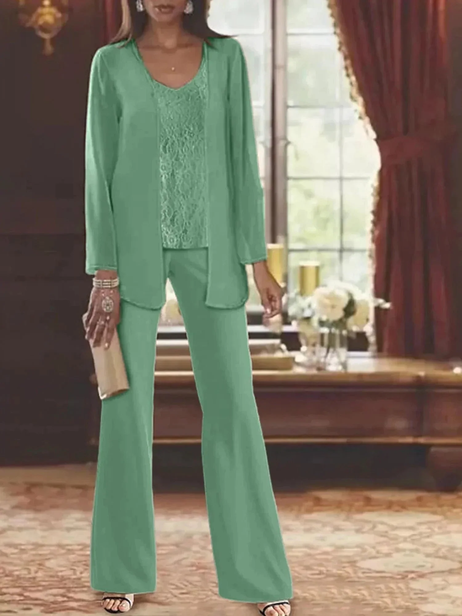 Chiffon Mother of the Bride Pantsuits with Jacket - Image 28