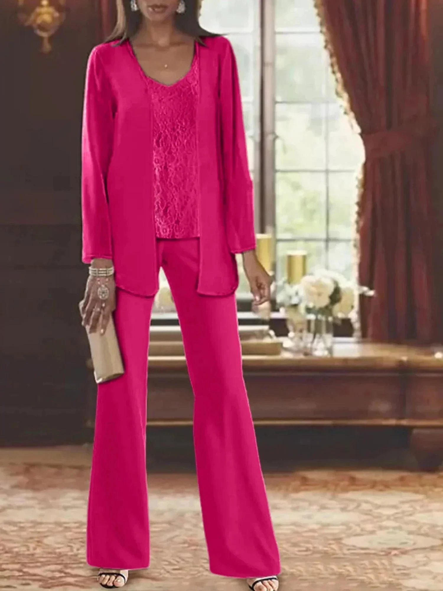 Chiffon Mother of the Bride Pantsuits with Jacket - Image 29
