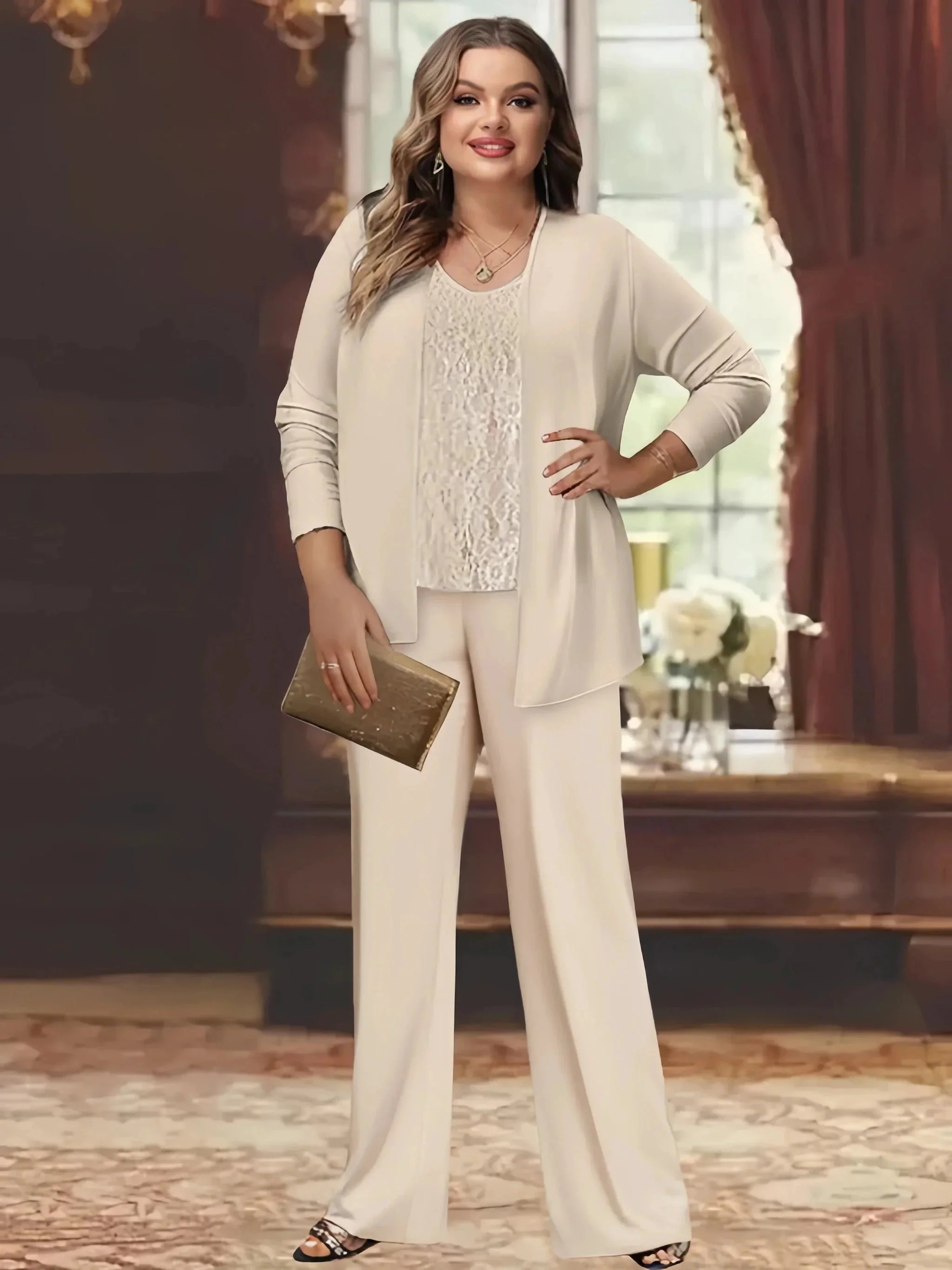 Chiffon Mother of the Bride Pantsuits with Jacket - Image 3