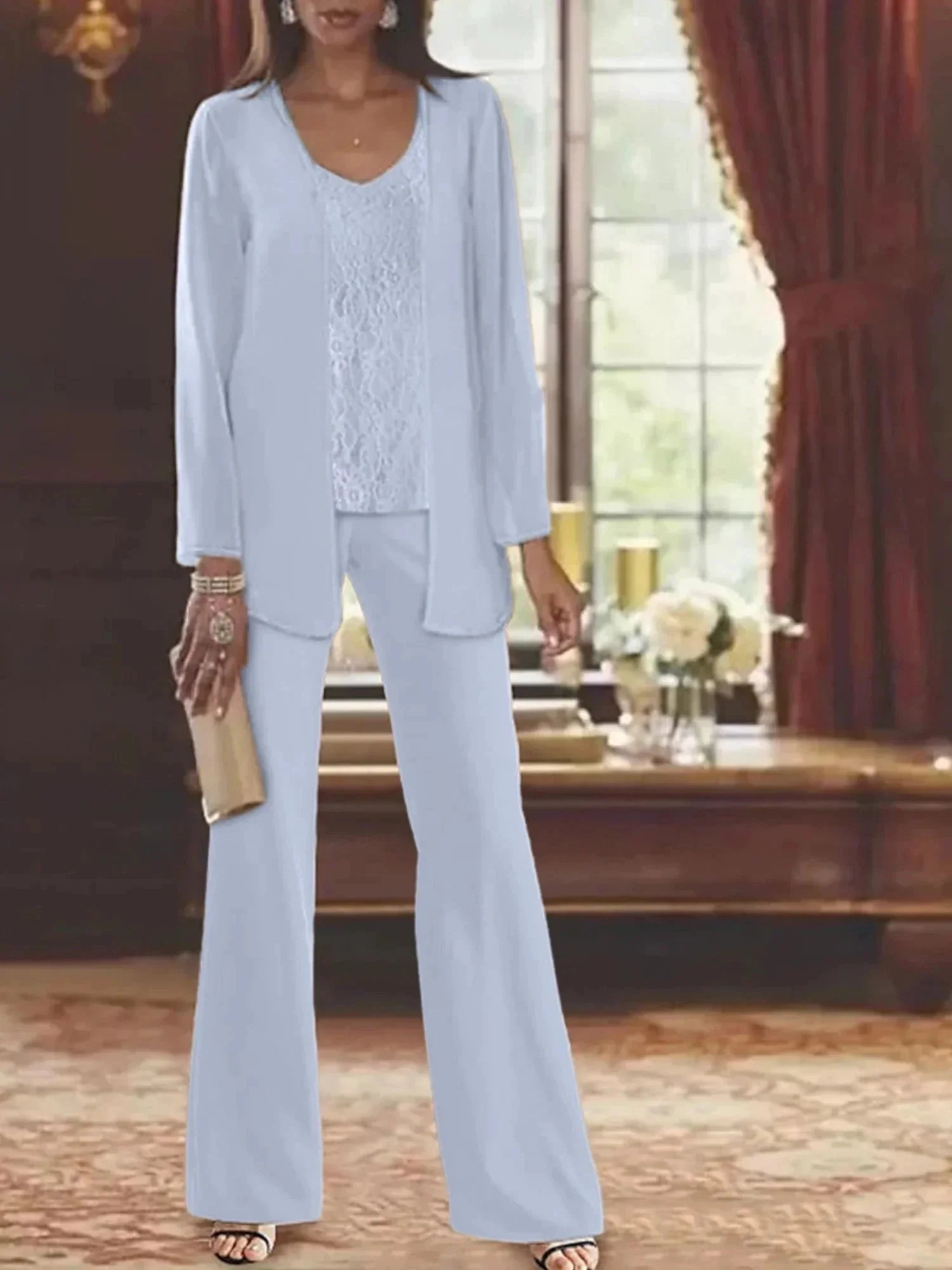 Chiffon Mother of the Bride Pantsuits with Jacket - Image 32