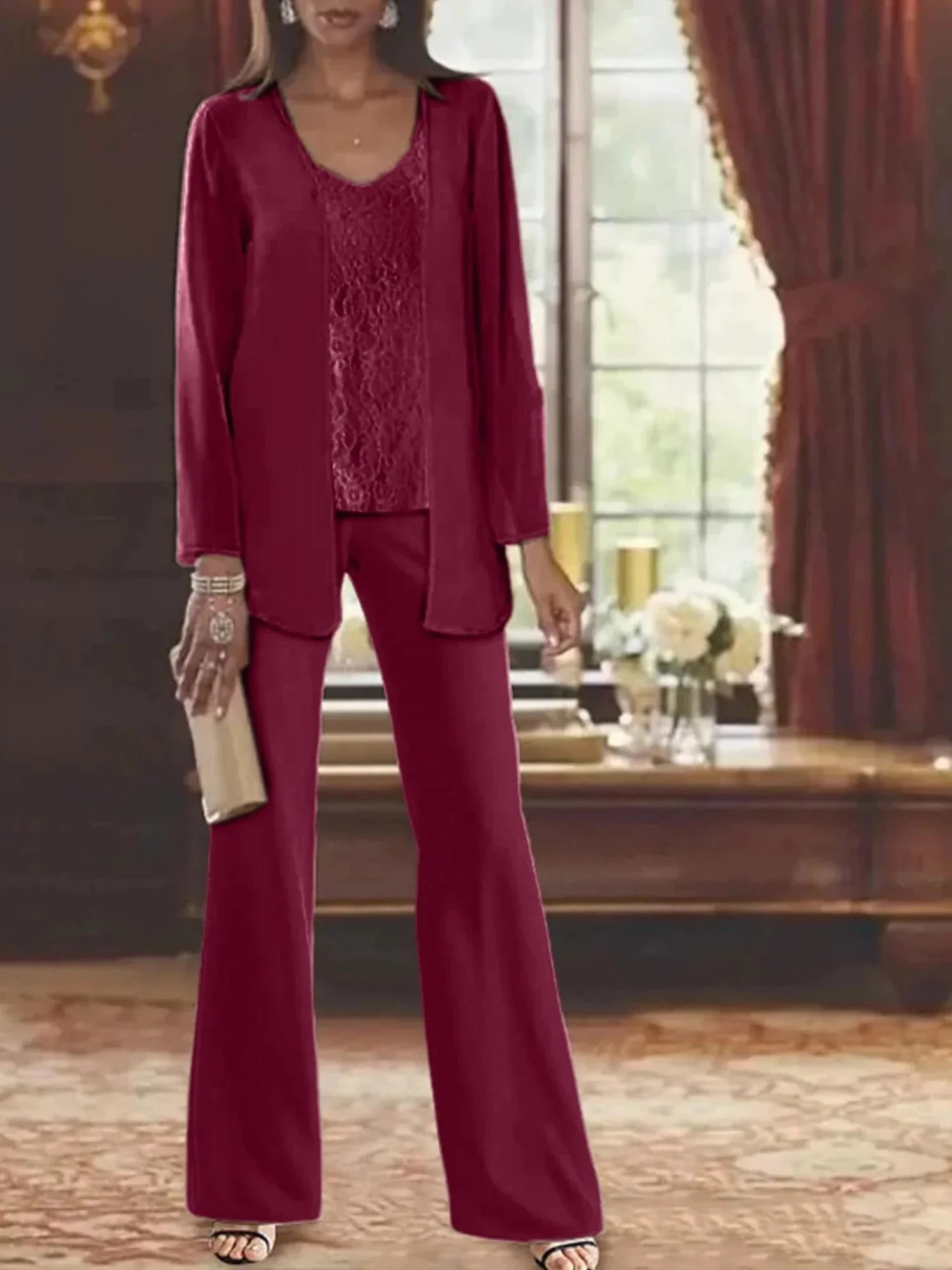 Chiffon Mother of the Bride Pantsuits with Jacket - Image 34