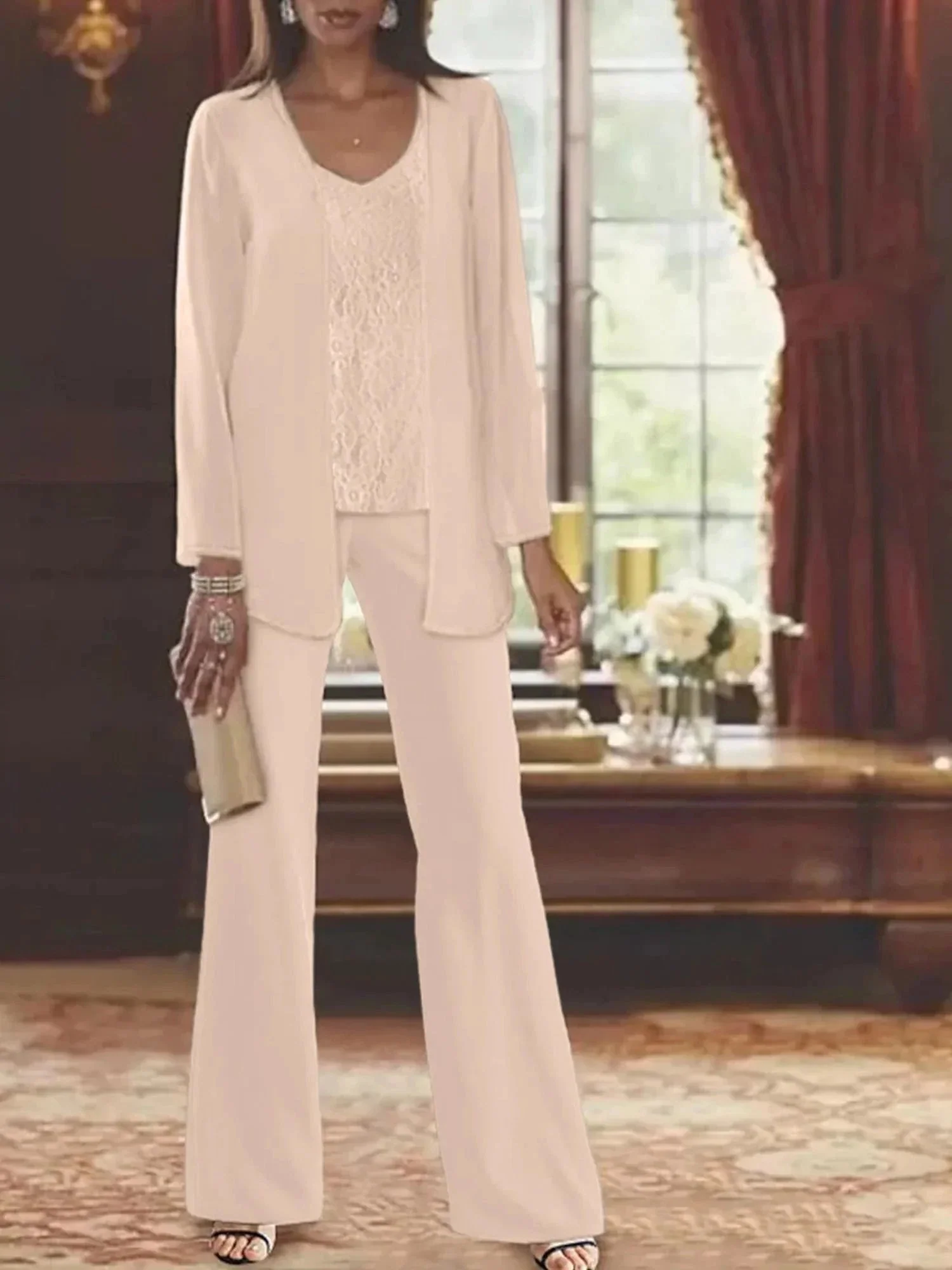 Chiffon Mother of the Bride Pantsuits with Jacket - Image 35