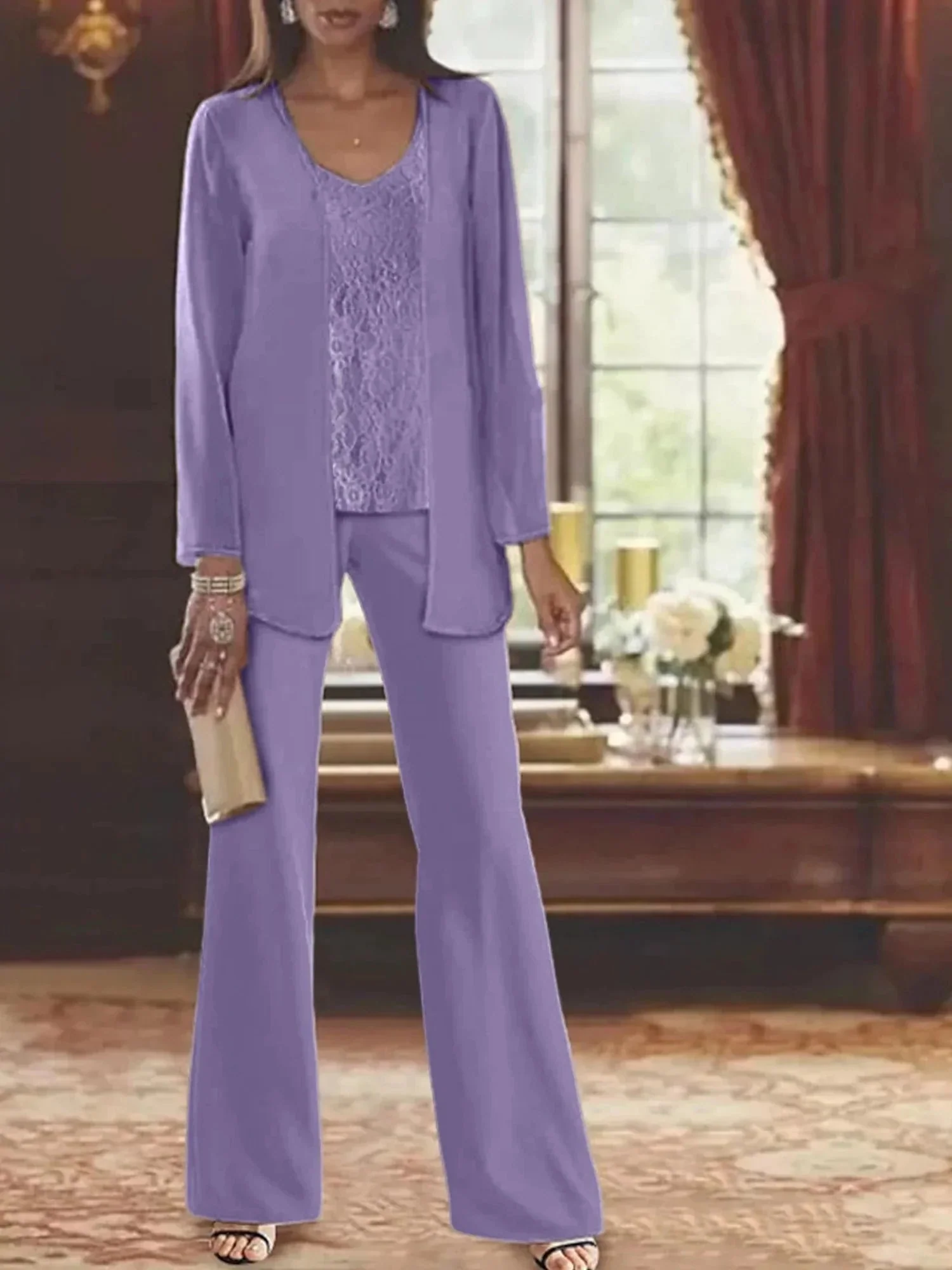 Chiffon Mother of the Bride Pantsuits with Jacket - Image 37