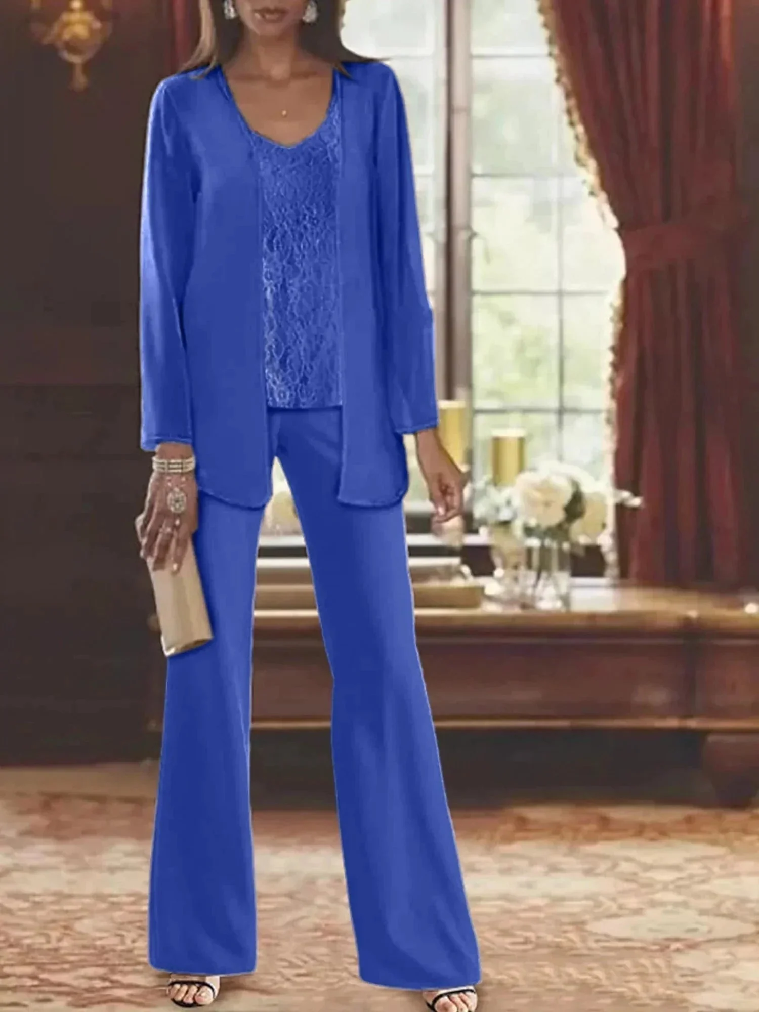 Chiffon Mother of the Bride Pantsuits with Jacket - Image 38