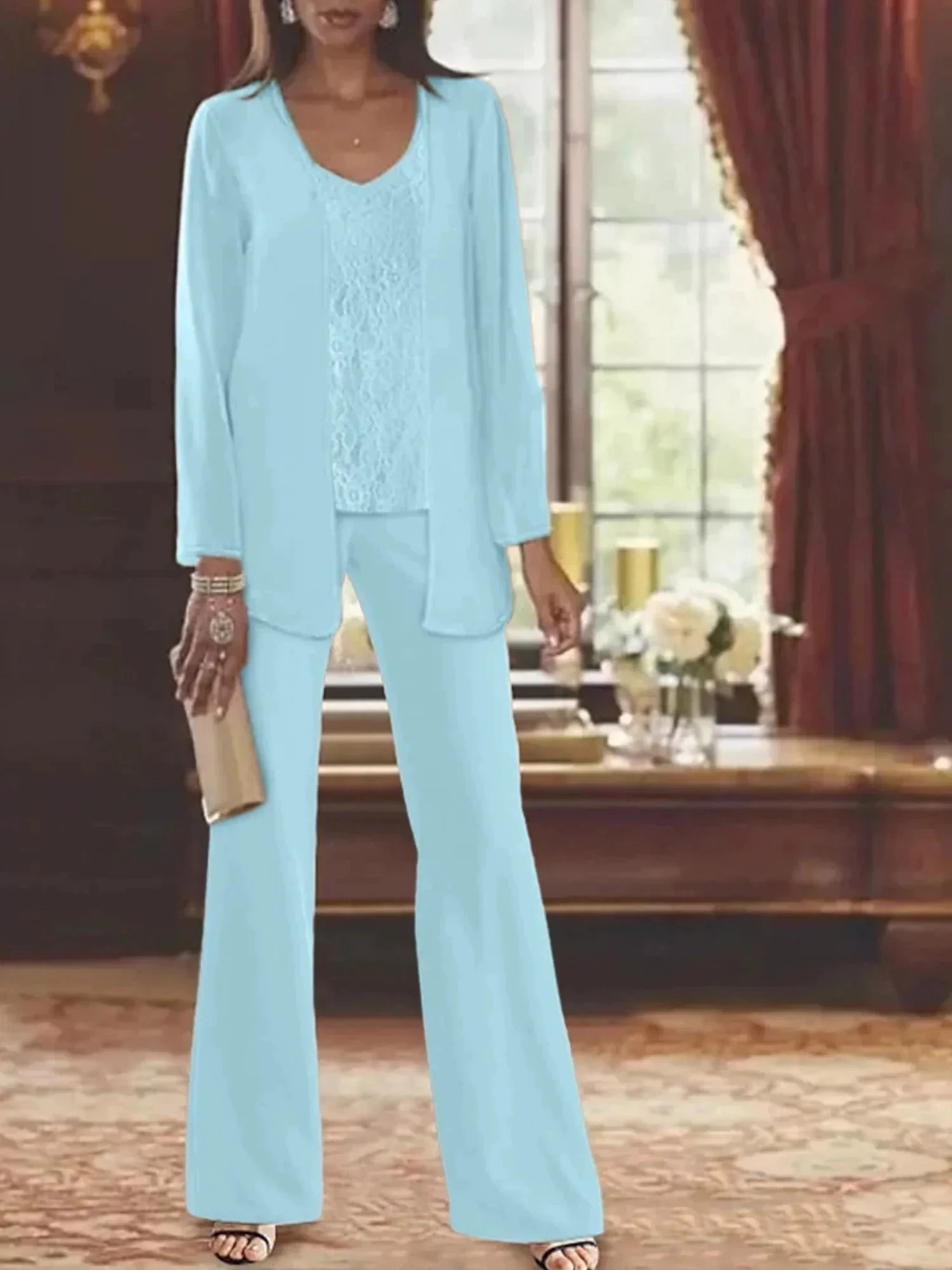 Chiffon Mother of the Bride Pantsuits with Jacket - Image 39