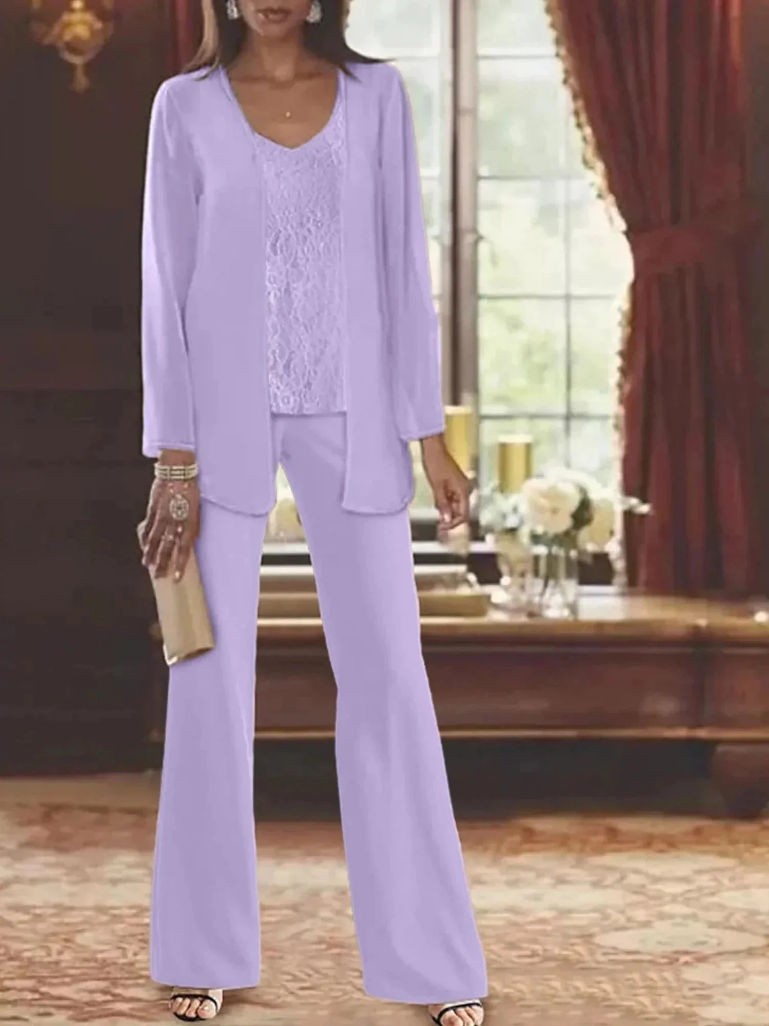 Chiffon Mother of the Bride Pantsuits with Jacket - Image 40