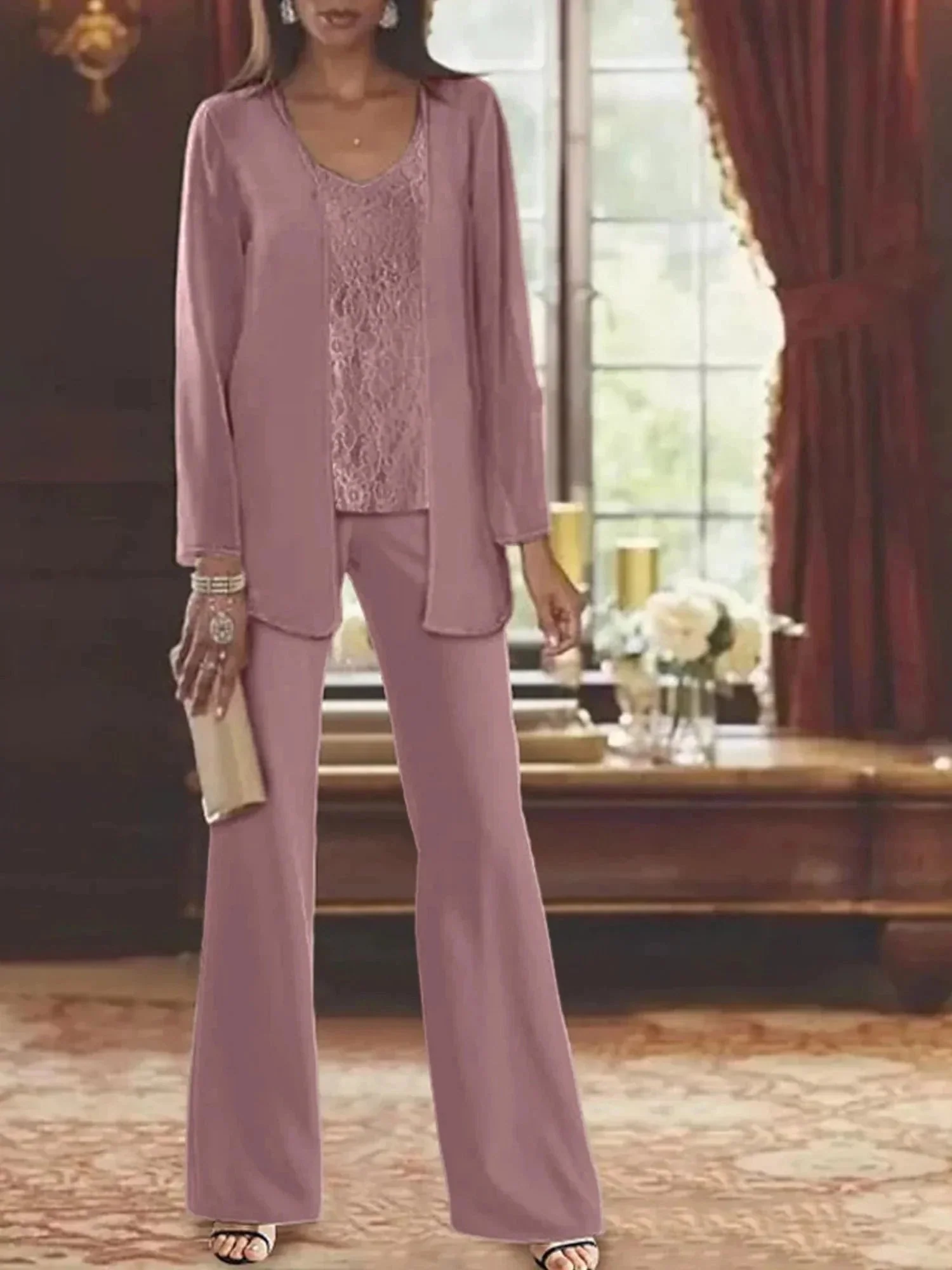 Chiffon Mother of the Bride Pantsuits with Jacket - Image 41