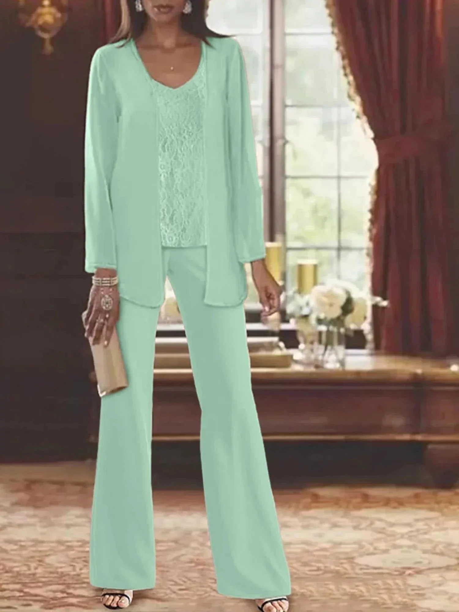 Chiffon Mother of the Bride Pantsuits with Jacket - Image 42