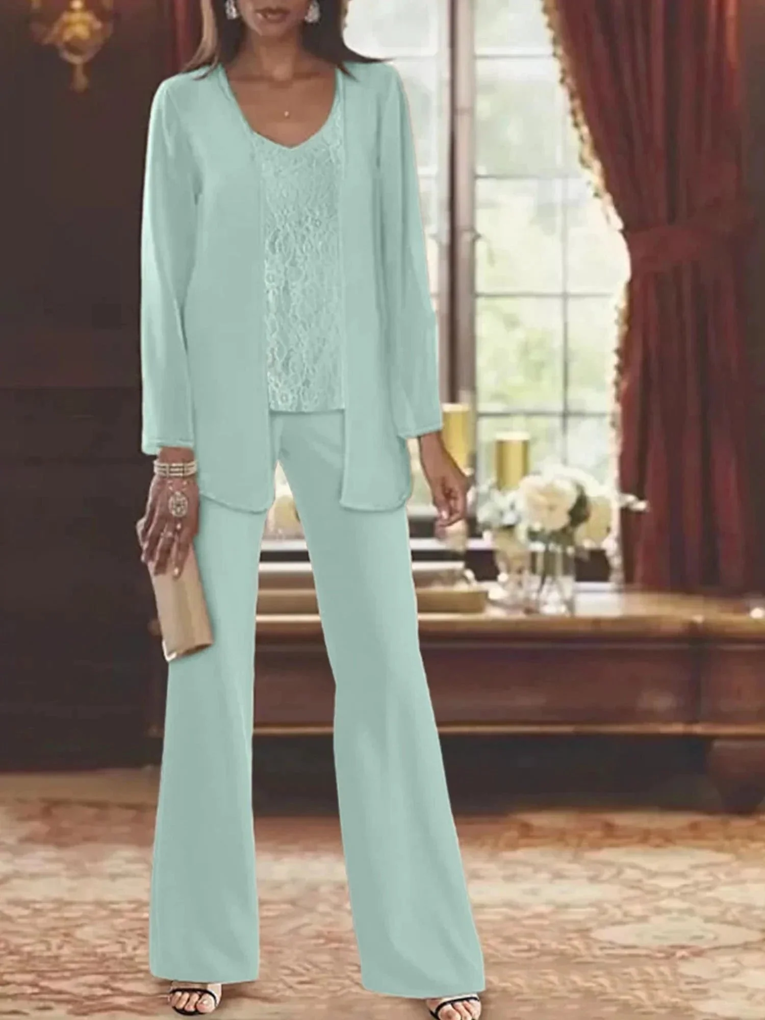 Chiffon Mother of the Bride Pantsuits with Jacket - Image 43