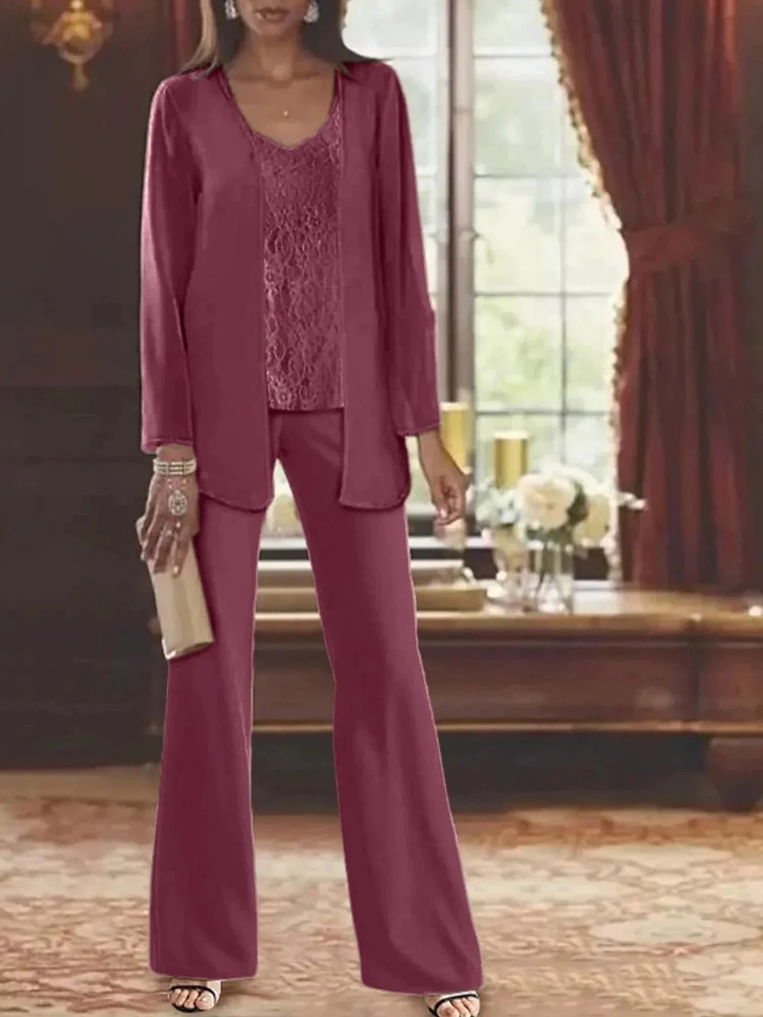 Chiffon Mother of the Bride Pantsuits with Jacket - Image 44